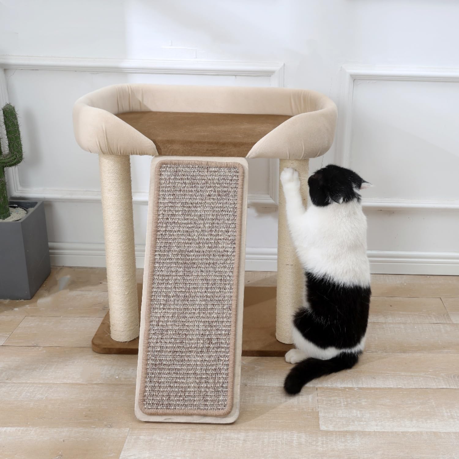 SHENGOCASE Modern Cat Tree Tower - Extra Large Couch Bed for Maine Coon, Cardboard with Scratcher, 23.6" Model
