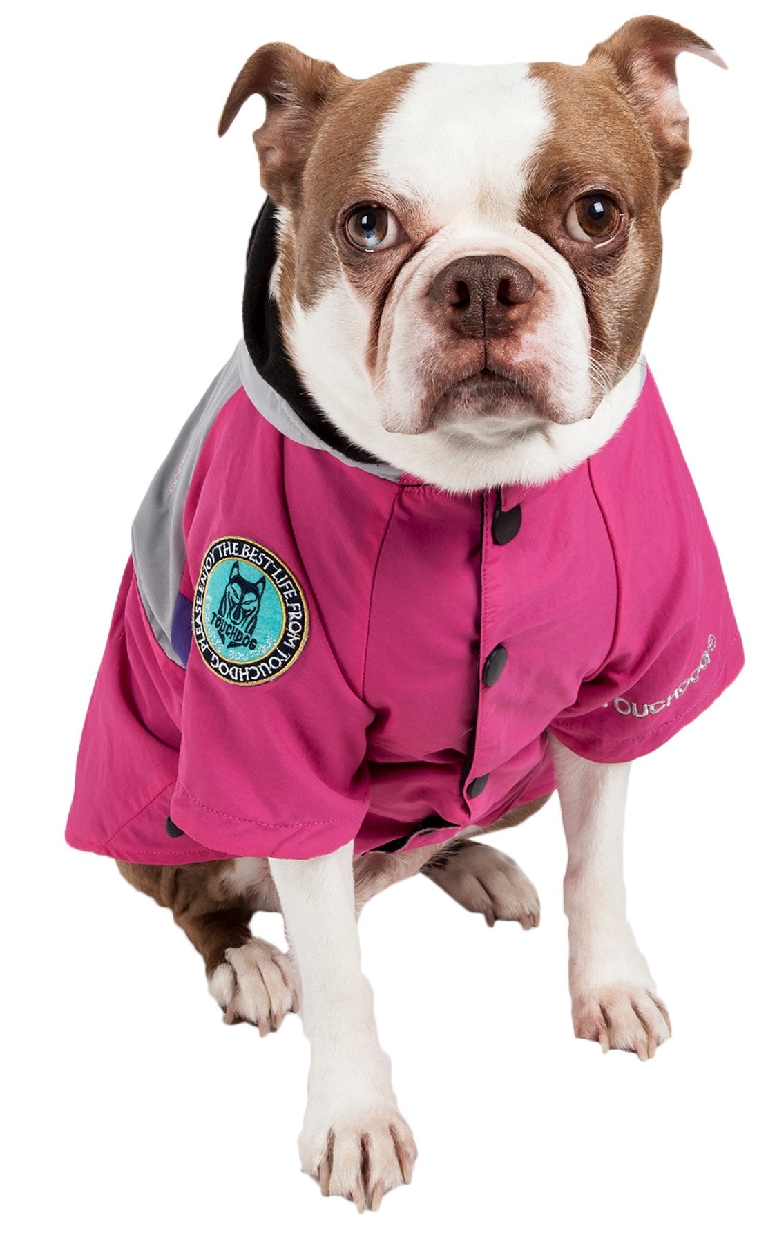 TOUCHDOG 'Mount Pinnacle' Waterproof and Windproof Fashion Designer Insulated Pet Dog Coat Ski Jacket Hooded Raincoat, Medium, Pink