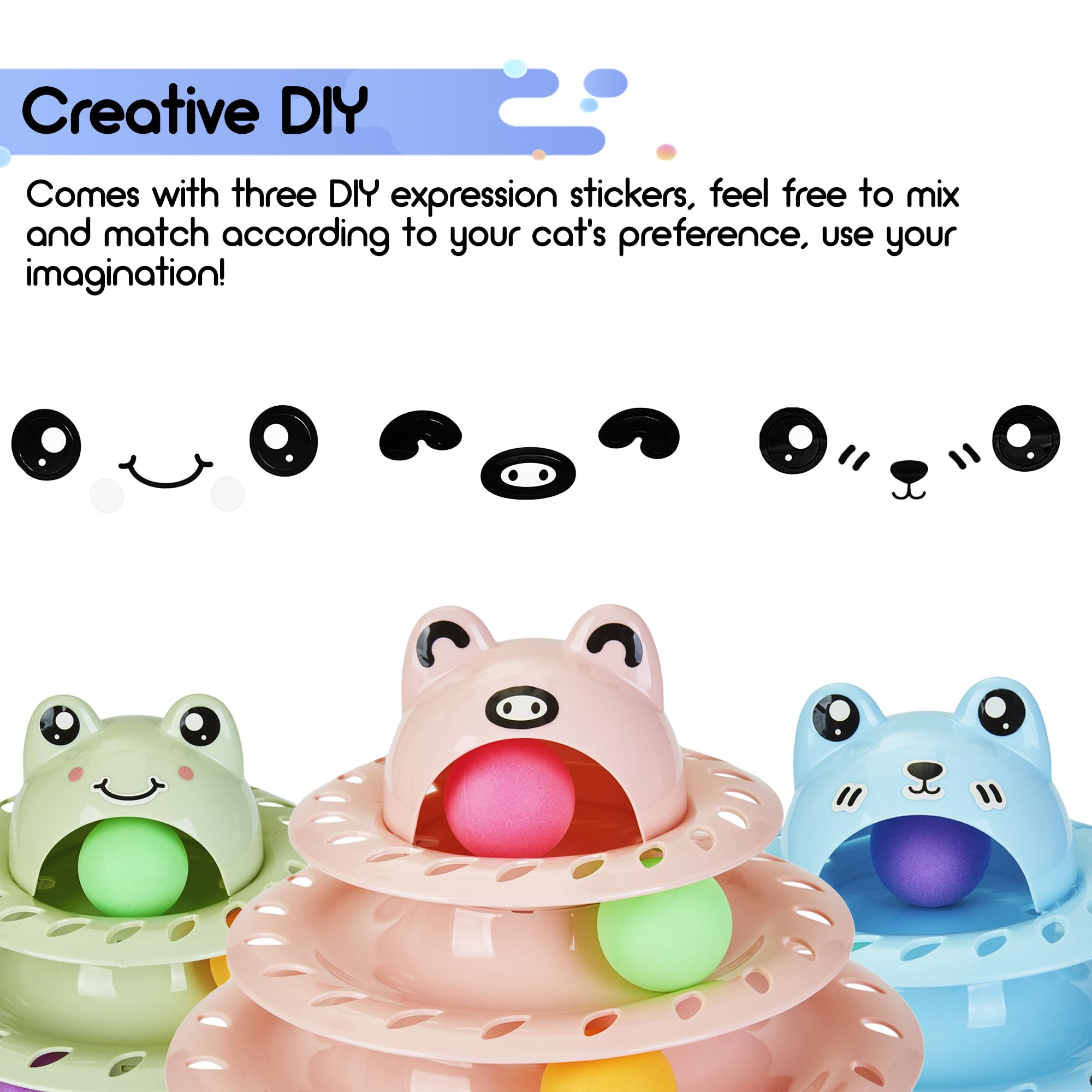 Gefryco 26Pcs Cat Toys Roller 4-Level Turntable For Indoor Cats, Self Play Cat Toy Track With Colorful Balls Interactive Kitten
