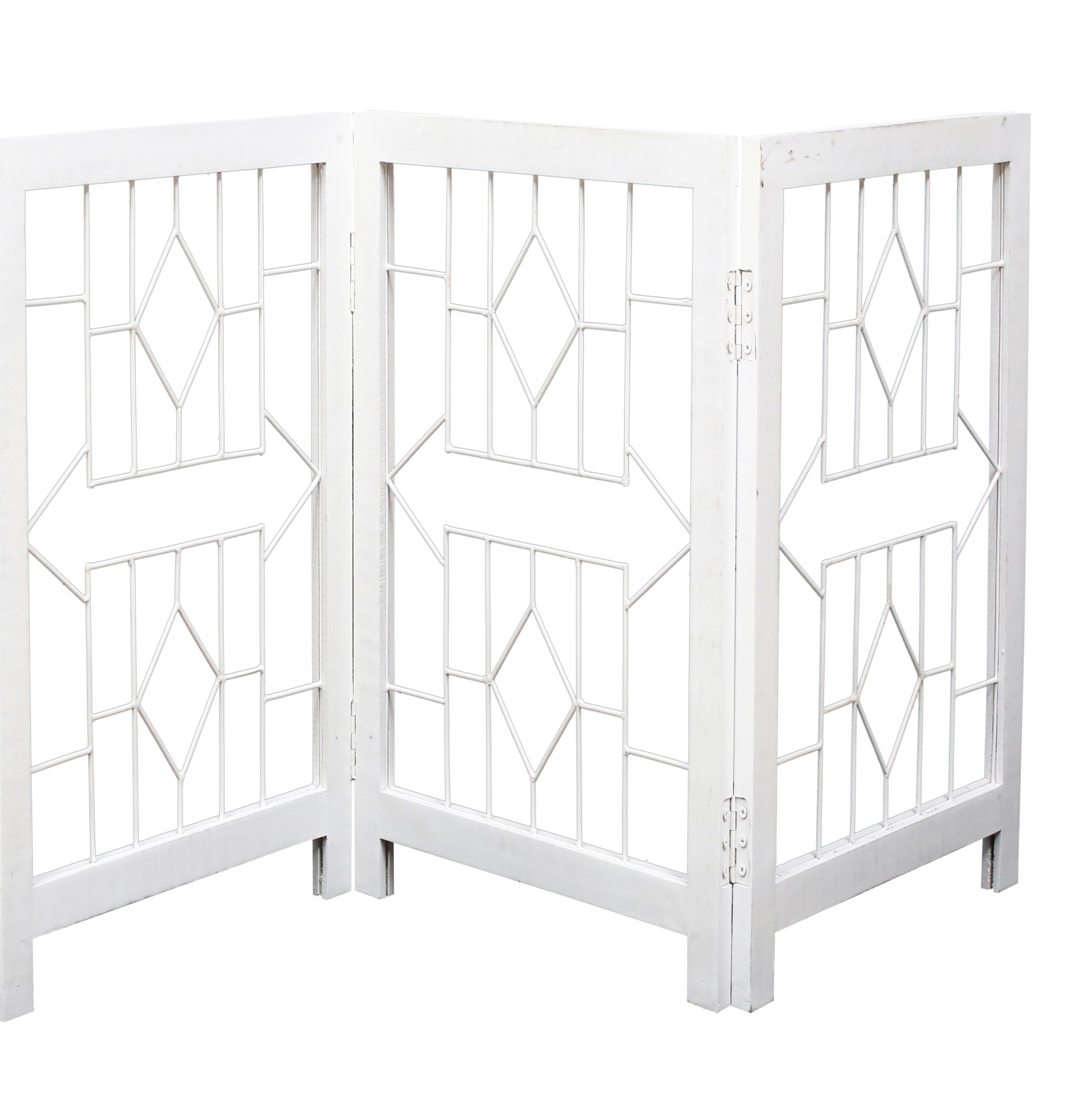 Foldable Freestanding Wooden Dog Gate - 72 Wide, 4 Panels (18 Each), Indoor Pet Gate For Doorways, Stairs & Home - White