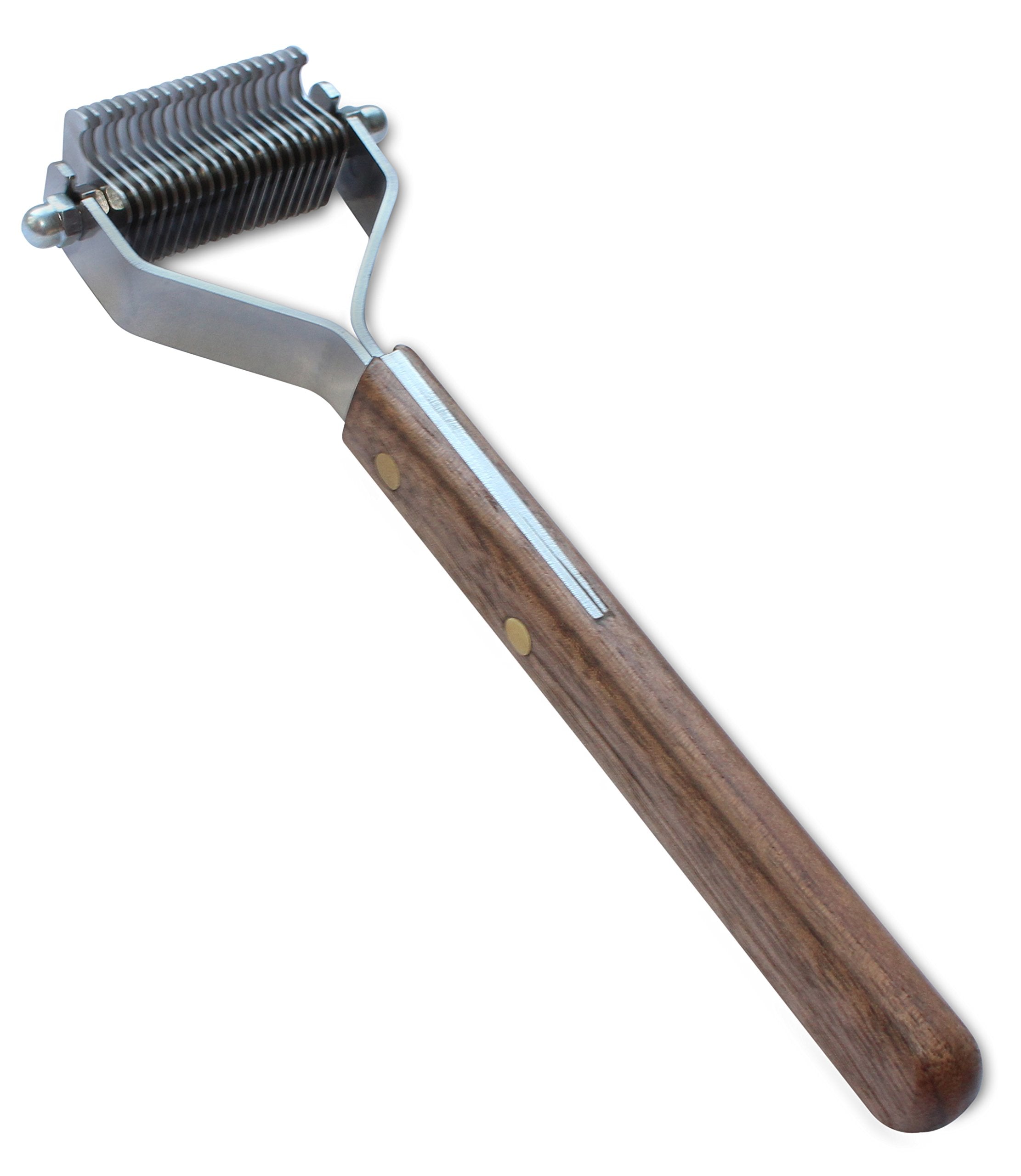Mars Coat King Dematting Rake for Dogs & Cats, Blunt 20-Blade, Stainless Steel with Wooden Handle, Model 99M-55020, Made in Germany