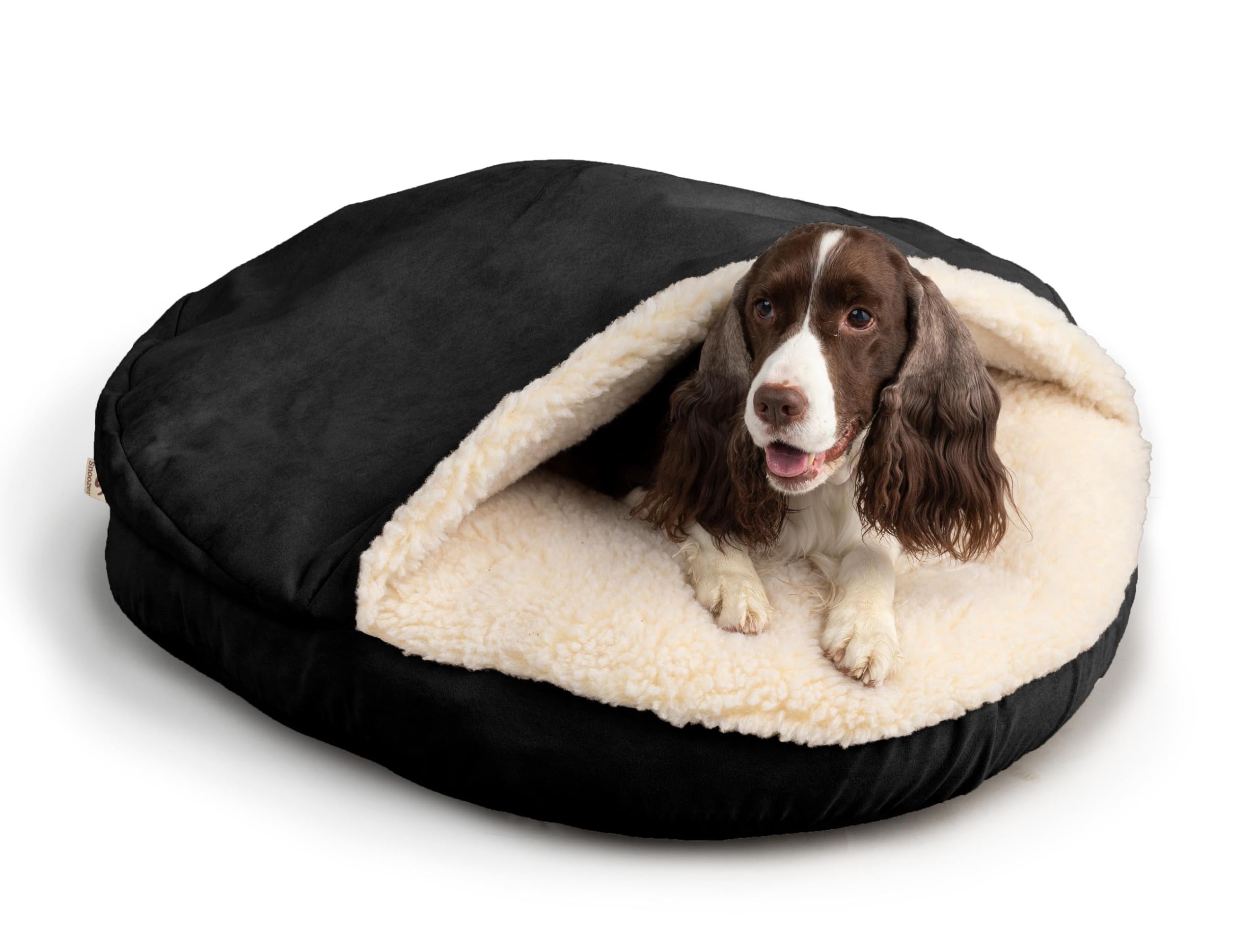 Snoozer Luxury Microsuede Cozy Cave Pet Bed, Extra Large, Black