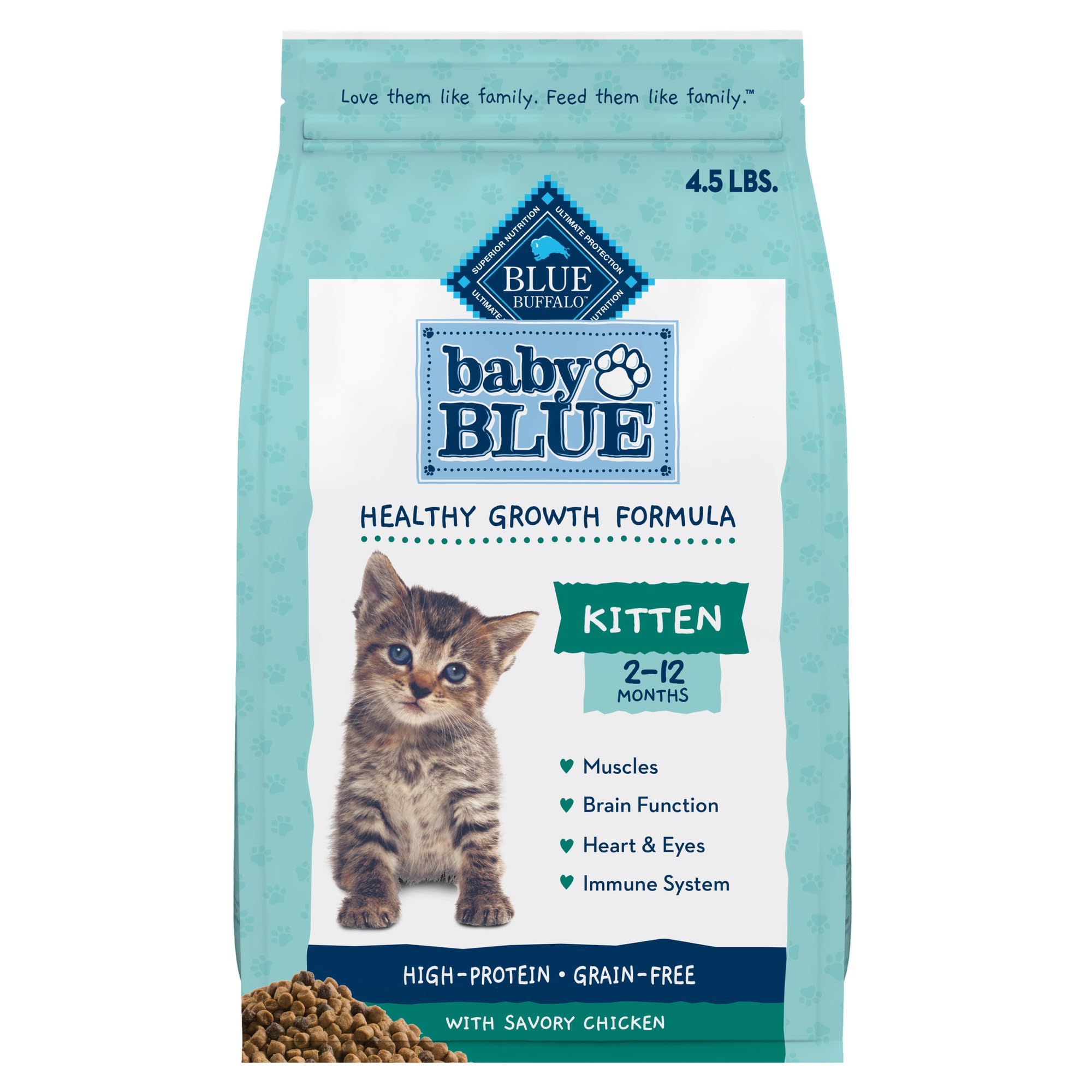 Blue Buffalo Baby BLUE Natural Grain-Free Dry Food for Kittens, Healthy Growth Formula with DHA, High-Protein Savory Chicken Rec