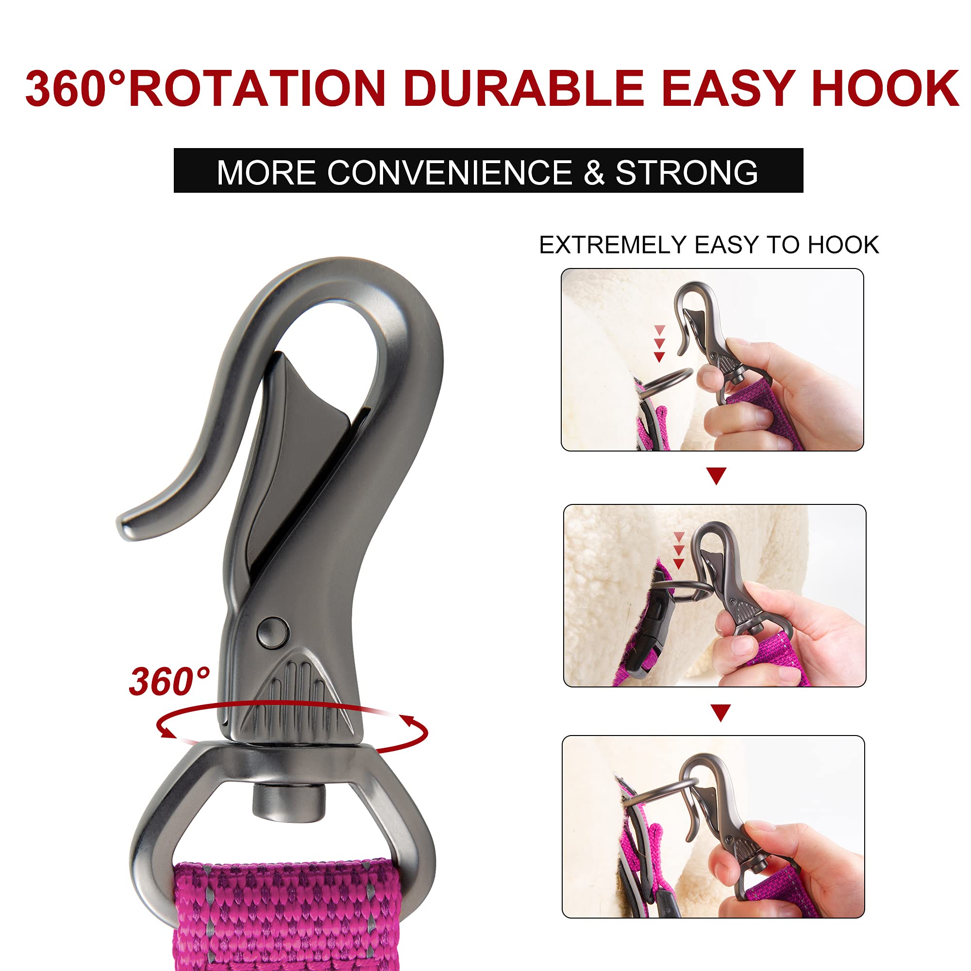 Fida 6 Ft Heavy Duty Dog Leash With 2 Comfortable Padded Handles, Traffic Handle & Advanced Easy Snap Hook, Reflective Walking Lead For Large, Medium & Small Breed, Pink