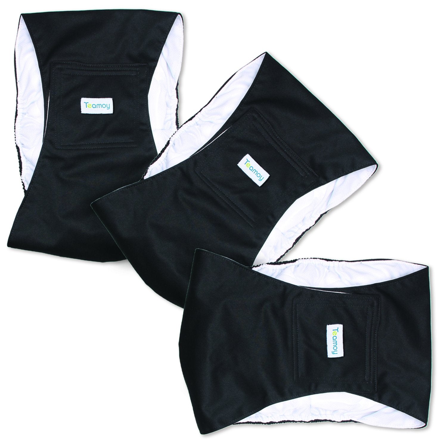 Teamoy 3 Pack Male Dog Diaper Wrap, Washable Puppy Belly Bands, Super-Absorbent and Comfortable(XL,25''-29''Waist, Black)