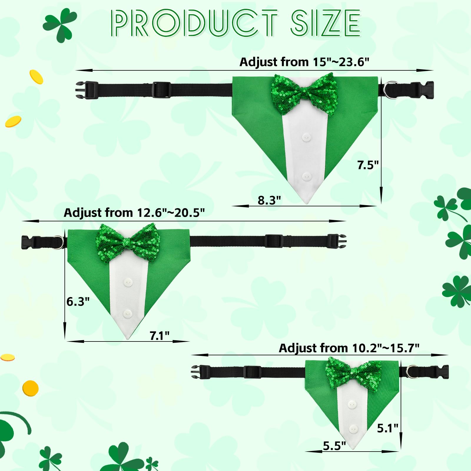 Shurung St. Patricks Day Dog Tuxedo With Green Bowtie Pet Irish Leprechaun Hat With Belt Buckle Dog Patricks Costume Set Lucky T