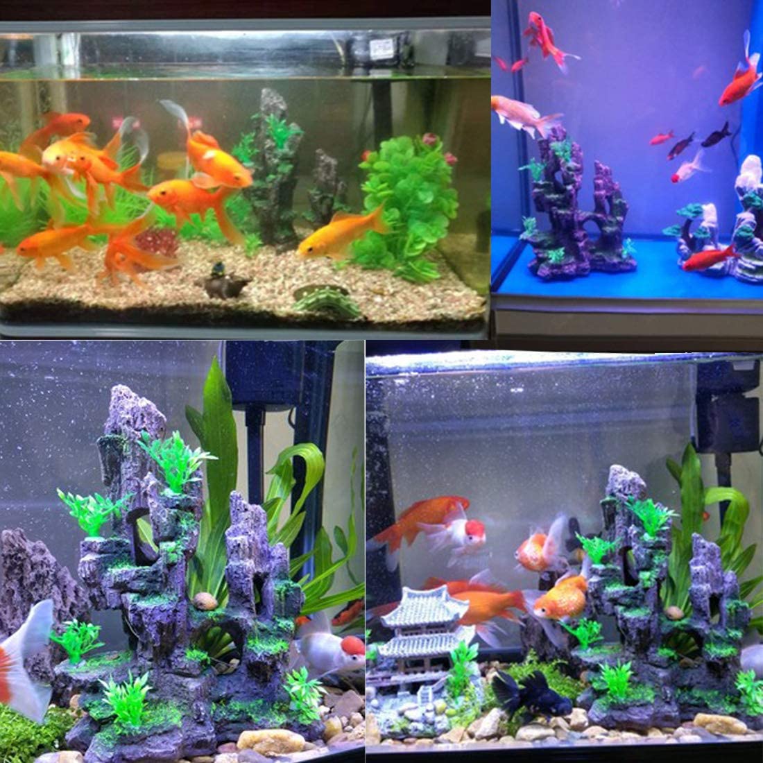 Tfwadmx Aquarium Mountain View Moss Tree Rock Cave Fish Tank Stone Ornament Landscape Aquarium Decoration With Small Plants