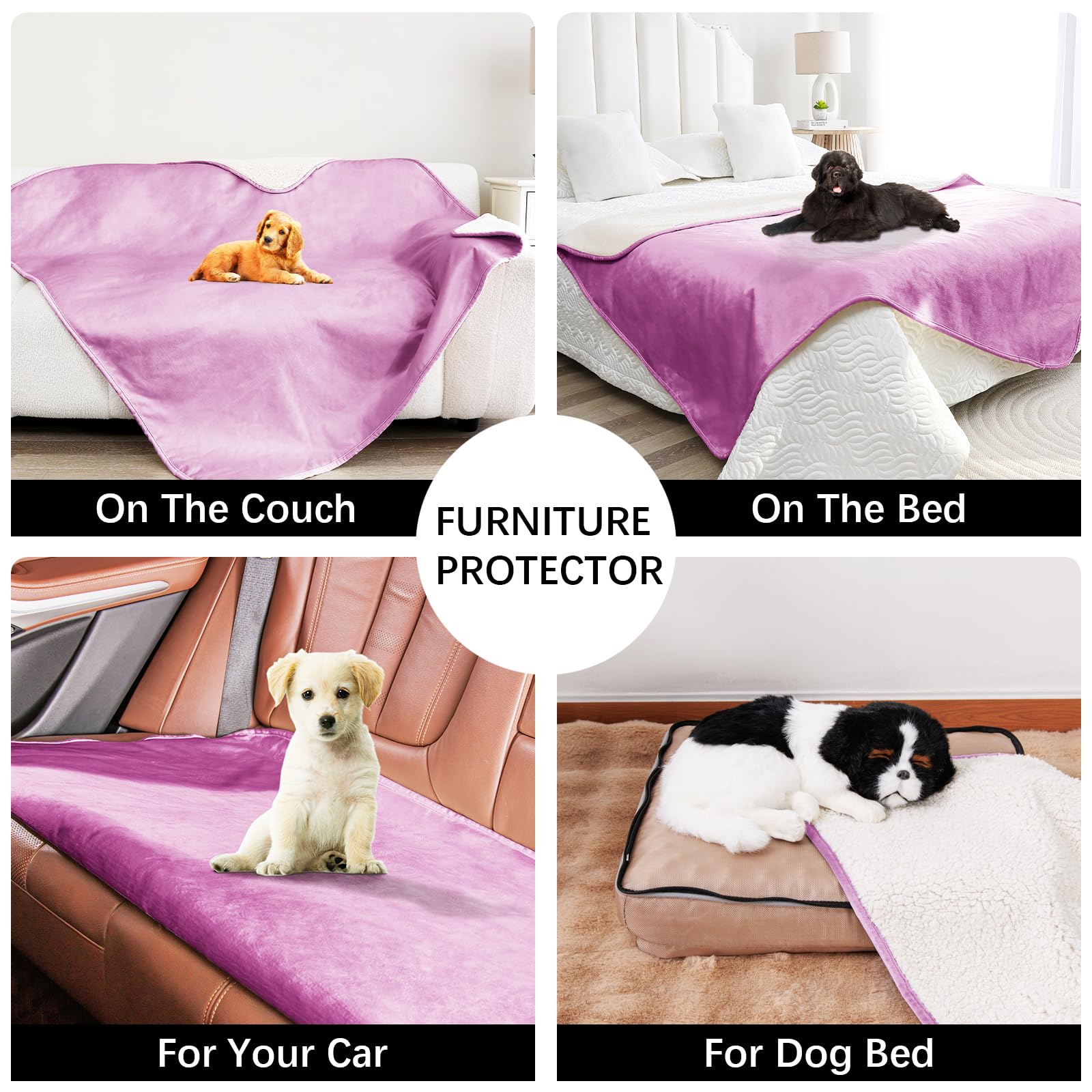 Bigbeer Cat Blanket,Waterproof Dog Blankets For Small Dogs, Washable Pet Puppy Sherpa Throw Protector For Bed Couch Sofa Furnitu