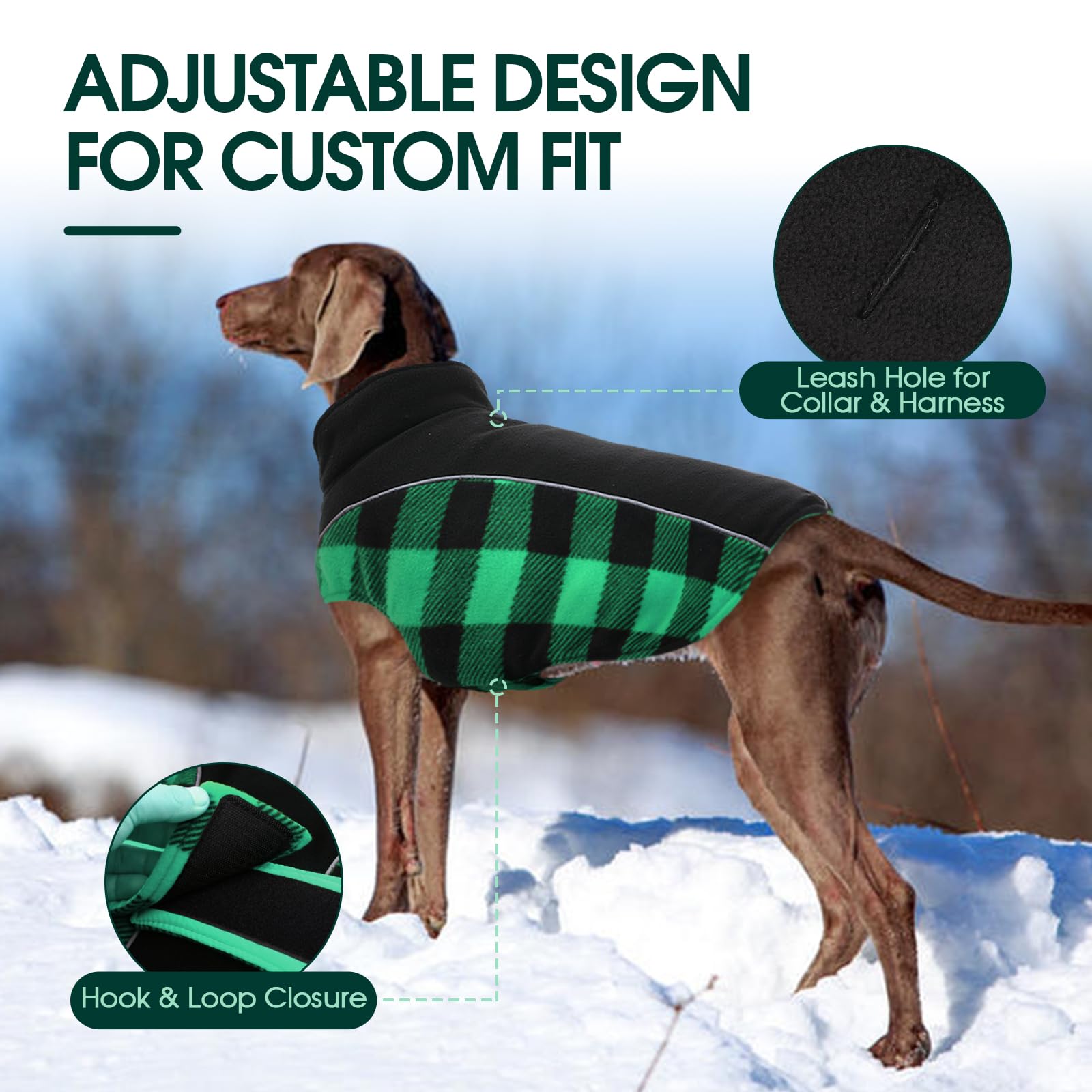 Kuoser Reversible, Warm Waterproof Dog Winter Coat, British Style Plaid - Puppy Cold Weather Vest, Windproof, Snow Jacket For Ex