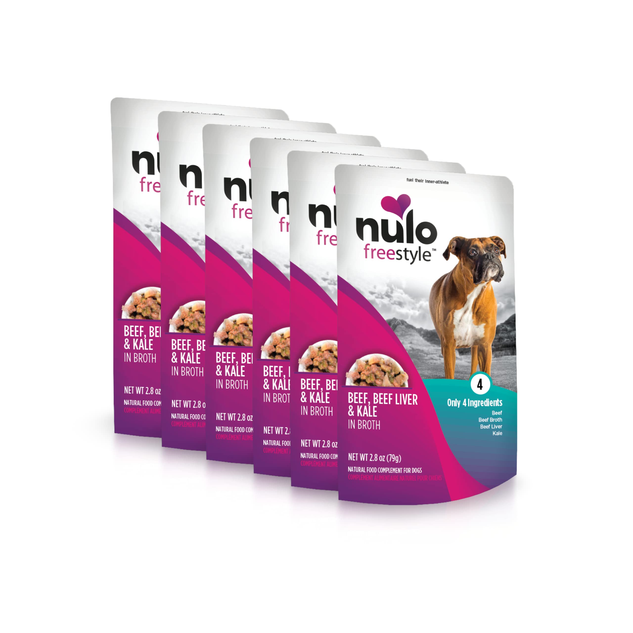 Nulo Freestyle Beef, Beef Liver & Kale in Broth Real Meat Dog Food Topper, 2.8 Ounce (Pack of 6)