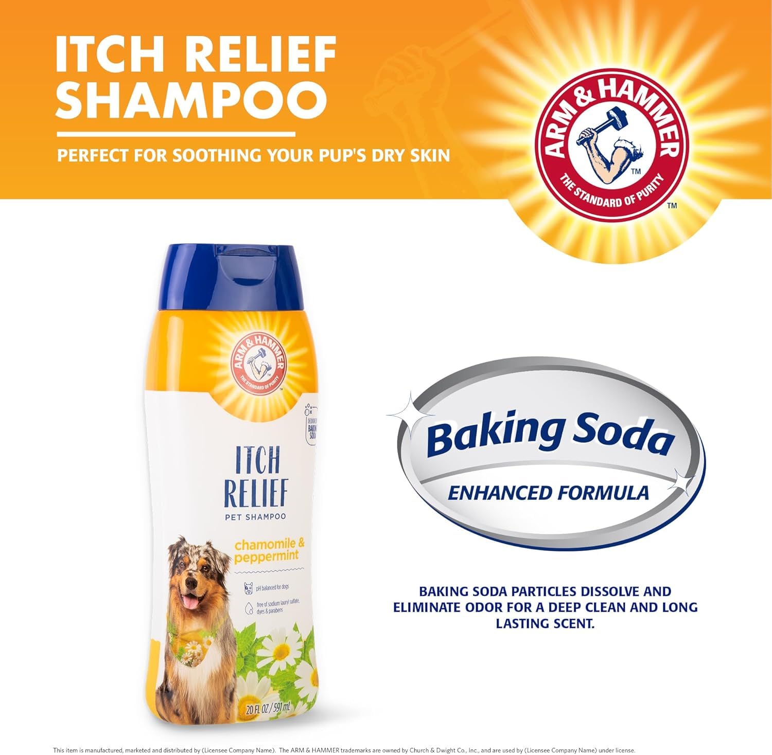 Arm & Hammer For Pets Itch Relief Shampoo, Chamomile And Peppermint Scent | Professional Quality Dog Itch Shampoo, Free Of Sodiu