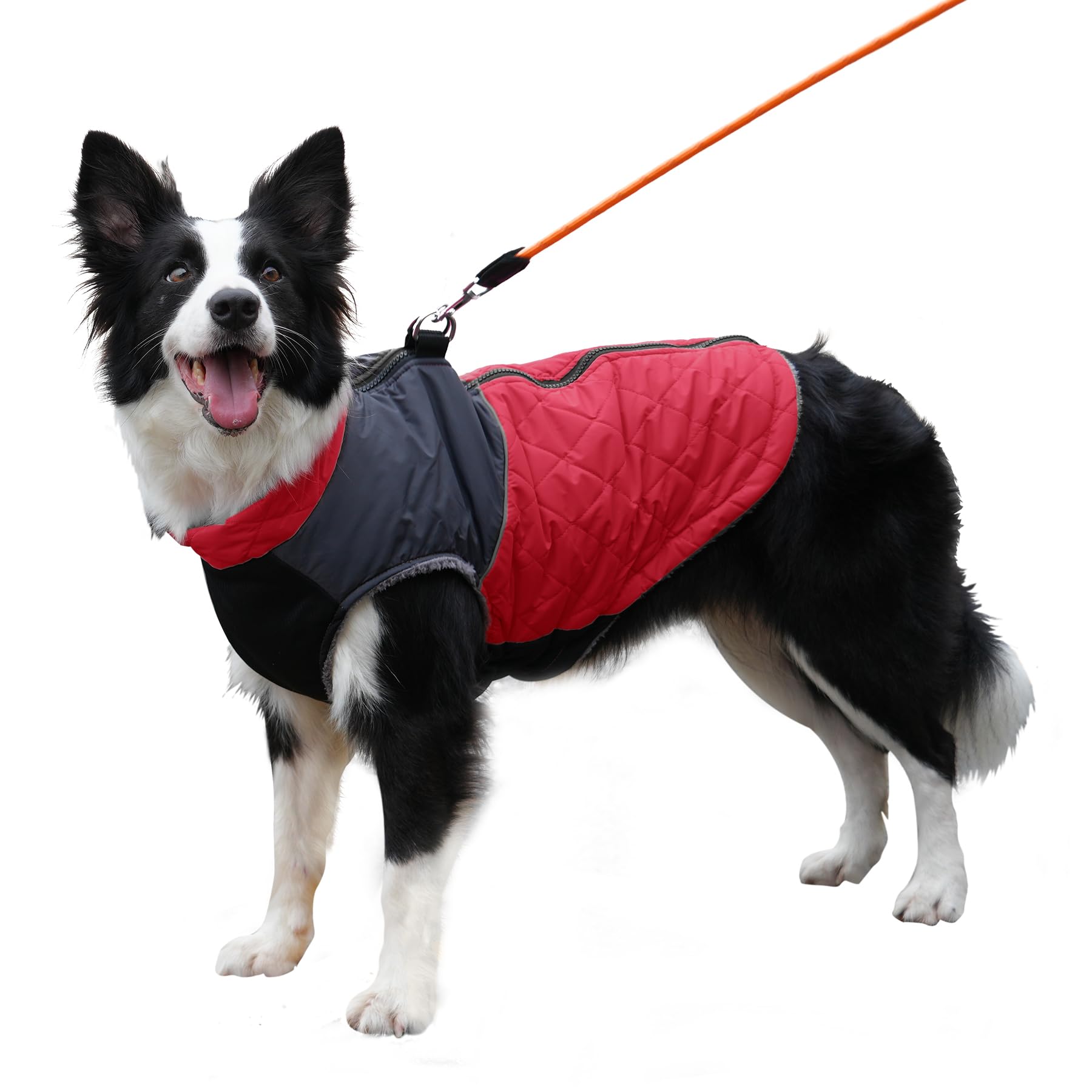Joydaog Warm Fleece Dog Coats For Medium Dogs,D-Rings Waterproof Puppy Jacket For Cold Winter,Red Xl
