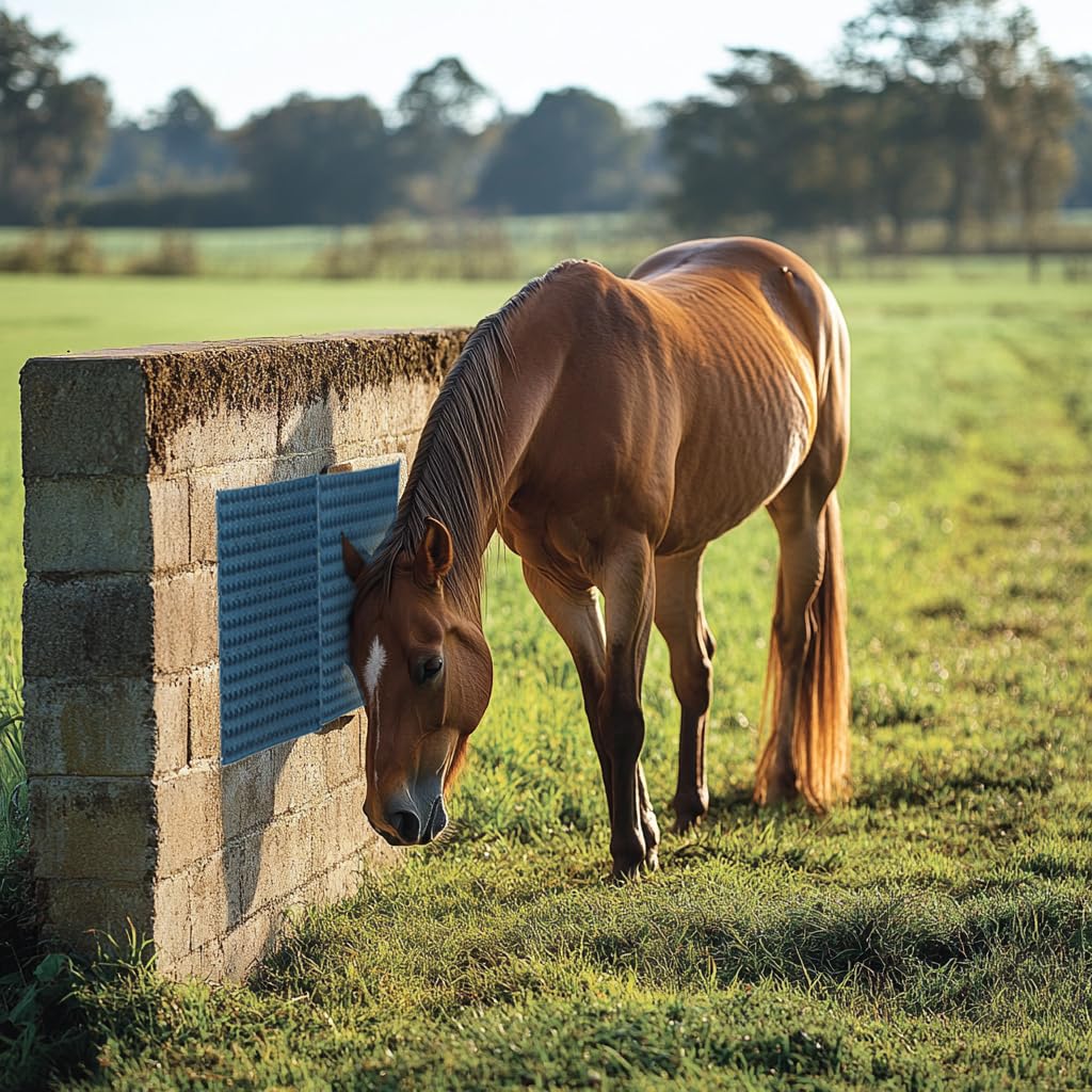 homcare Horse Scratching Post Pad 2-Pack, Blue Rubber Itch Relief Scratcher for Horses, Cows, Dogs, and Livestock