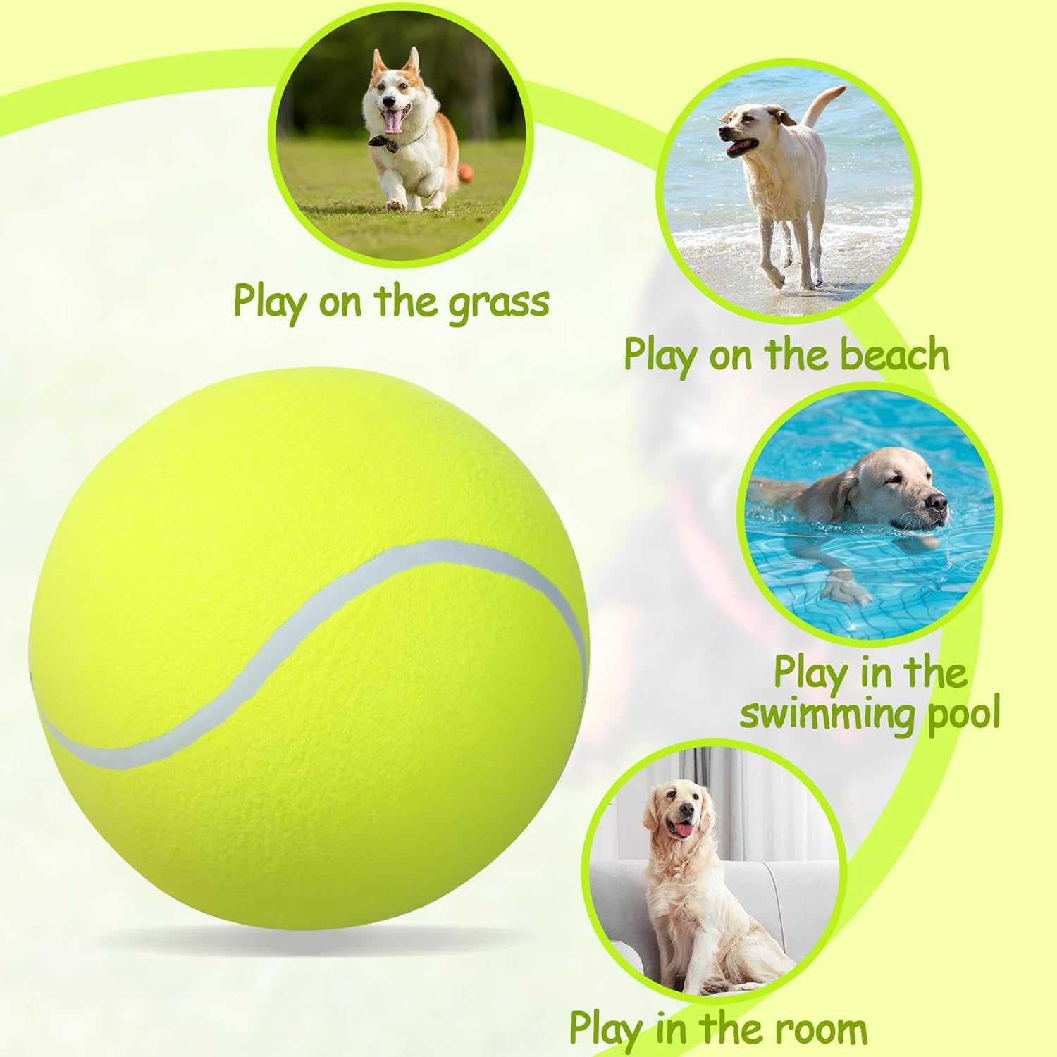 TYLIN Giant 9.5'' Dog Tennis Ball - Funny Outdoor Sports Ball Yellow Big Tennis Balls for Birthday Gift