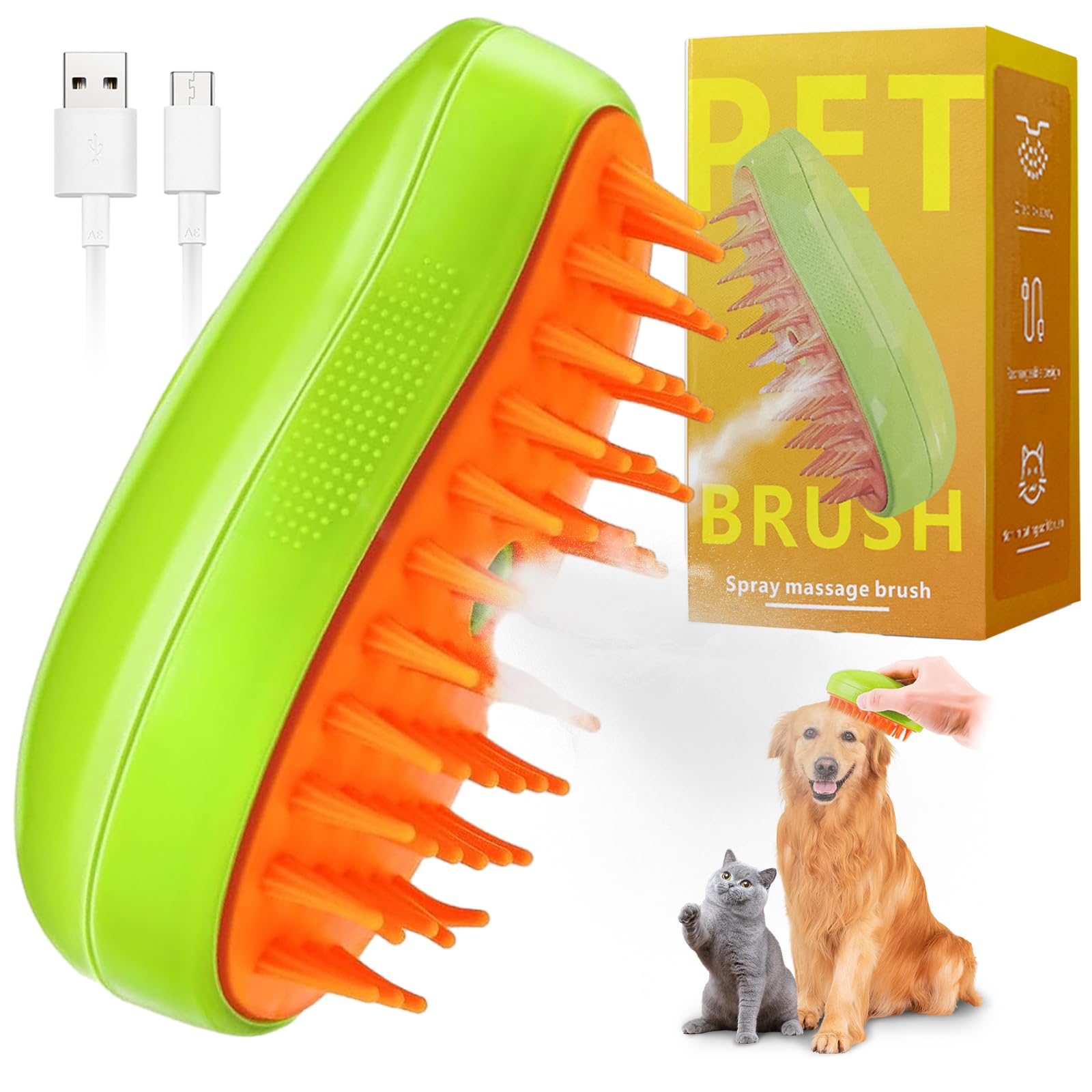Togetdream 3 In 1 Cat Steam Brush Cat Grooming Brush SelfCleaning Electric Steam Brush Massage Brush For Removing Hair