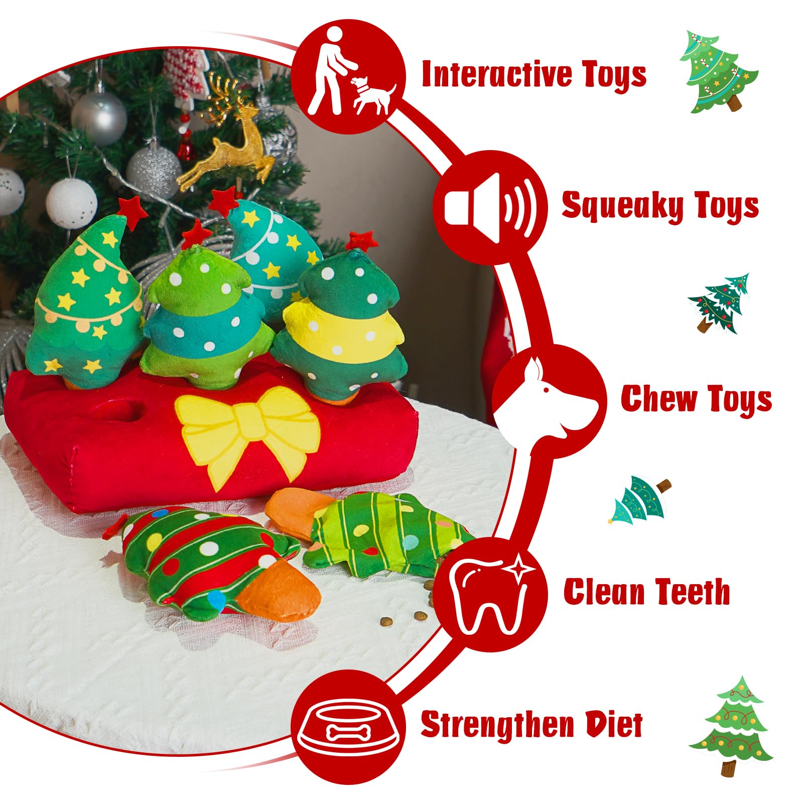 Lepawit Christmas Hide and Seek Dog Toys, Squeaky Interactive Puzzle Dog Toys for Boredom and Stimulation, Dog Enrichment Toys f