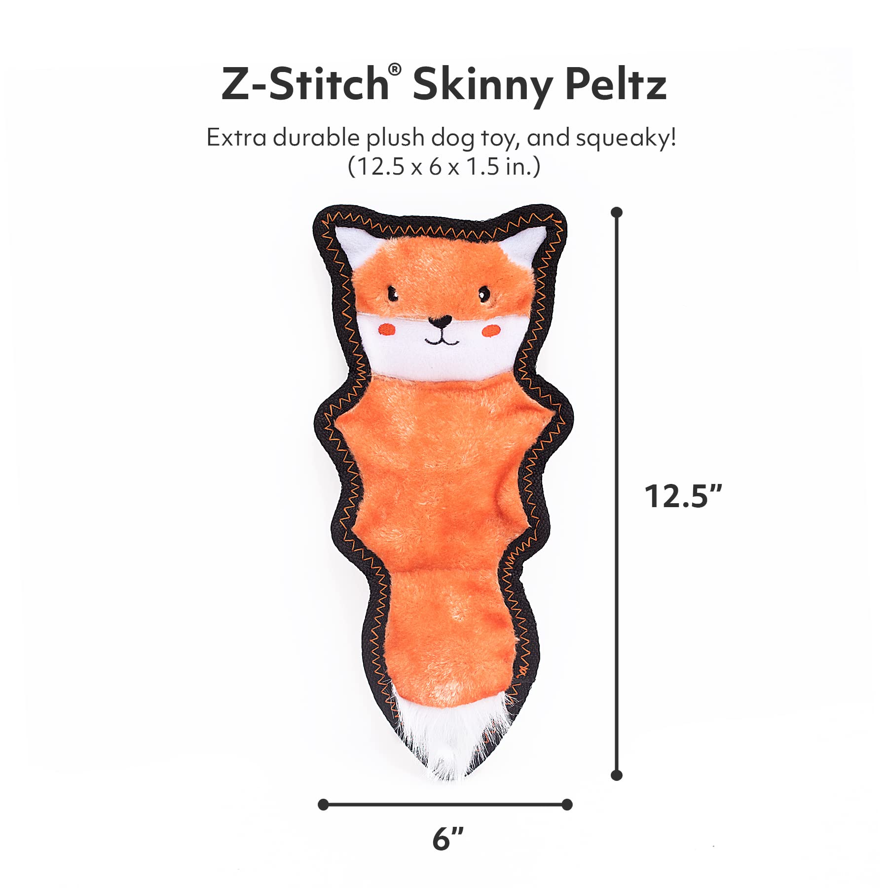 Zippypaws Zp880 Z Stitch Skinny Peltz Fox Squeak Toy