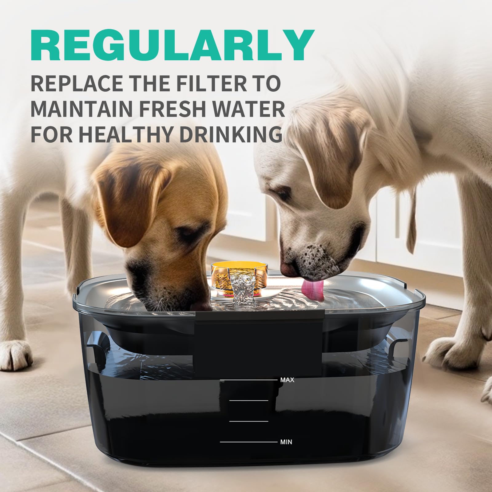 SwSun Dog Water Fountain Filters Replacement 4 Packs, 2 Months Set of Replacement Filters for SwSun 7.6L/2 Gallons Large Dog Wat