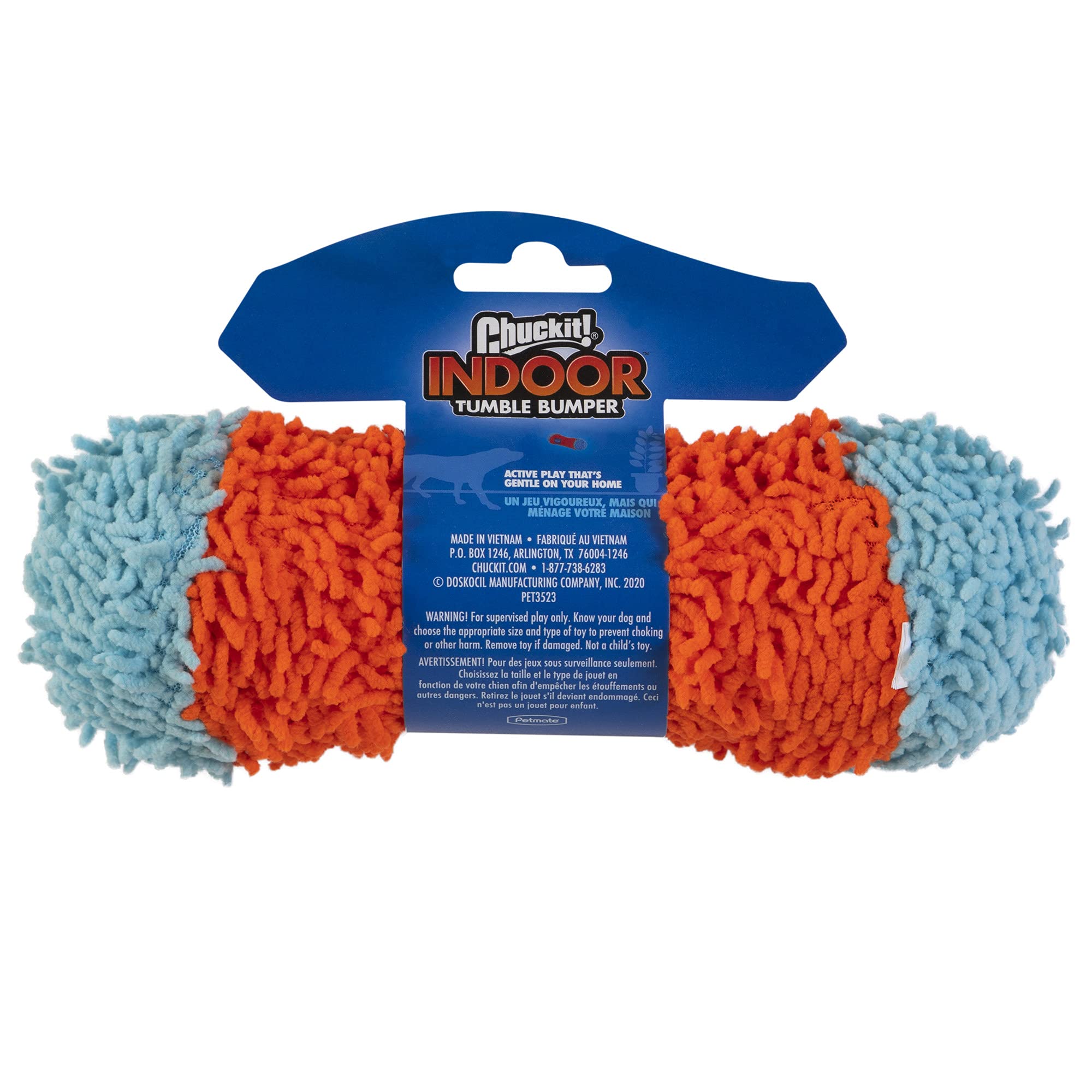 Chuckit! Indoor Fetch Tumble Bumper Dog Toy (8.5 Inch), Orange and Blue