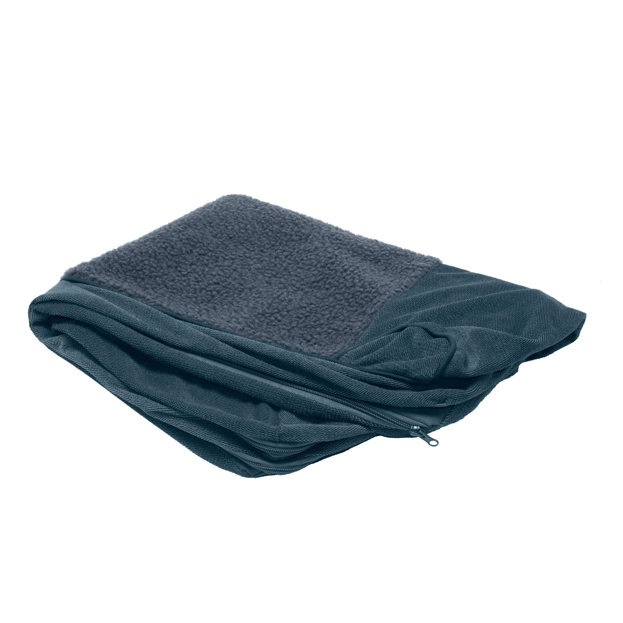 Furhaven Replacement Dog Bed Cover Sherpa & Chenille Sofa-Style, Machine Washable - Orion Blue, Large