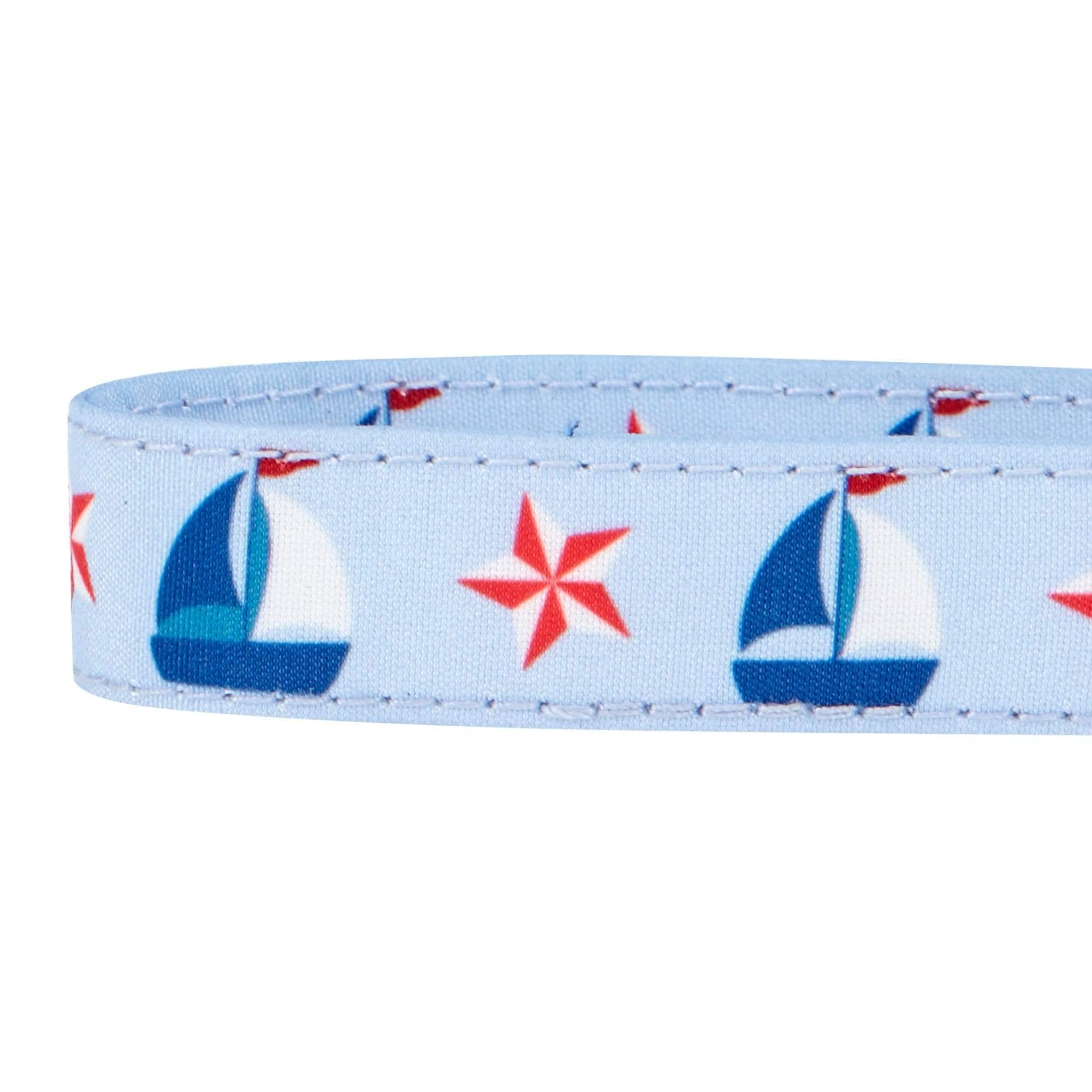 Blueberry Pet 4 Patterns Light Blue Starry Sailboat Designer Adjustable Tie Dog Collar, Medium, Neck 14.5'-20'
