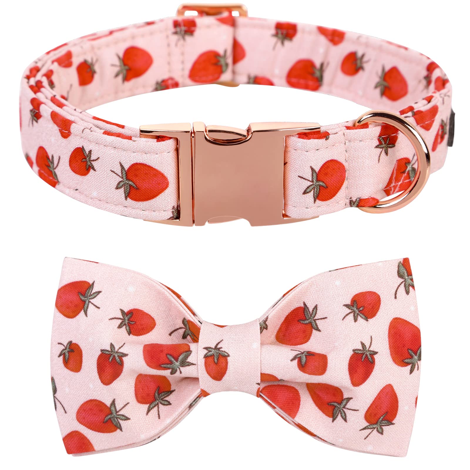 Lionet Paws Dog Collar With Bowtie - Summer Cute Cotton Adjustable Bowtie Dog Collar With Metal Buckle For Large Dog Girl Boy Gift, Xl, Neck 16-26In