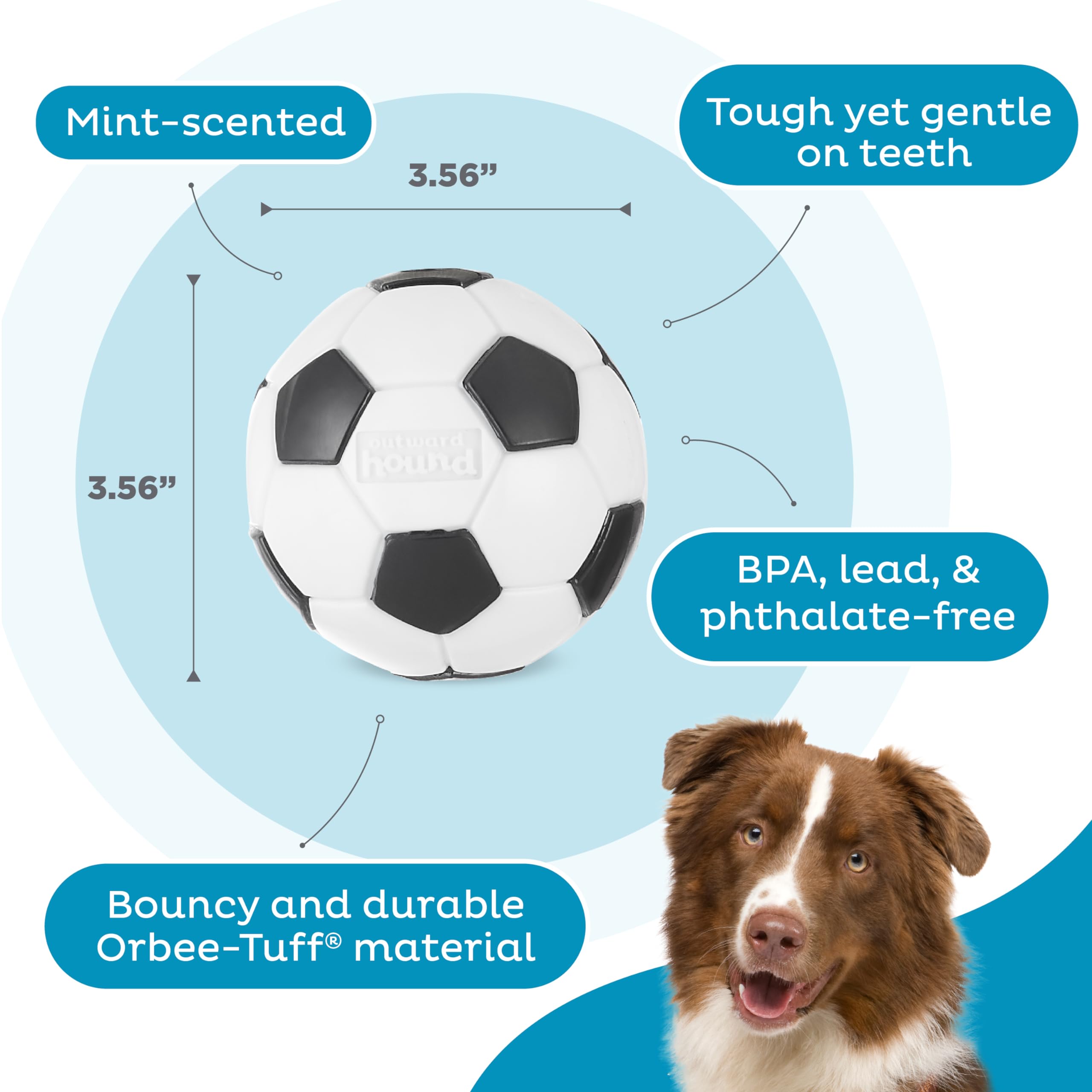 Outward Hound Sport Ballz Soccer Ball Durable Treat-Dispensing Fetch Ball Dog Toy