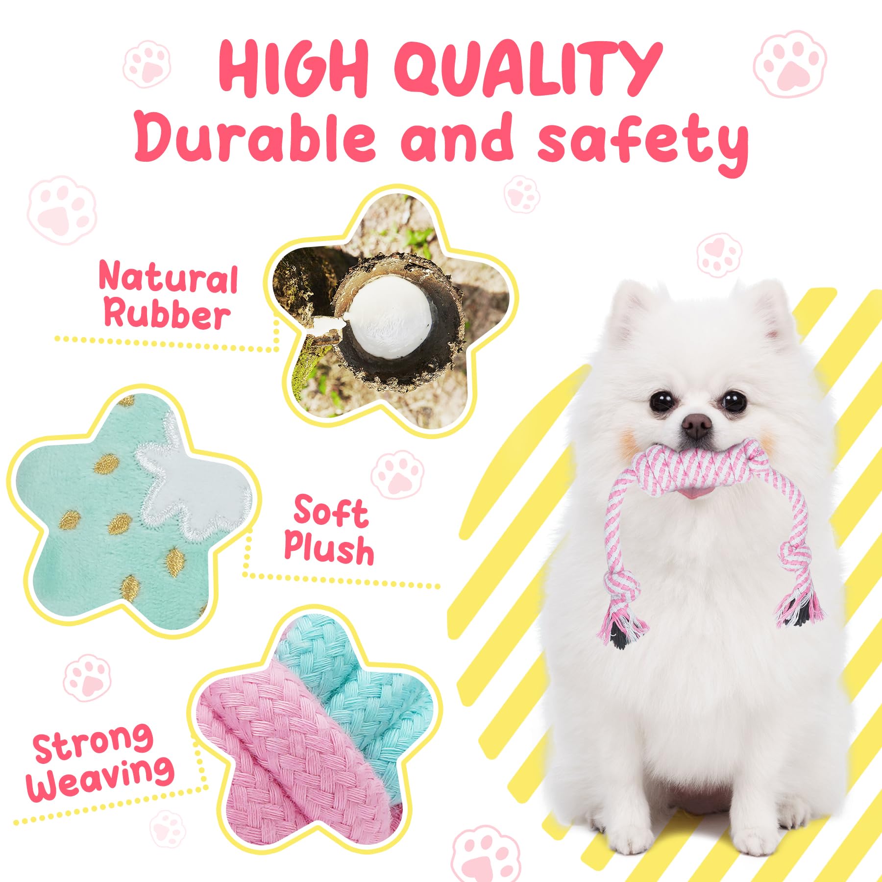 Xiugoal Pink Puppy Toys For Boredom - 23 Pack Puppy Chew Toys For Teething, Interactive Dog Toys For Puppies, Cute Small Dog Toys With Treat Ball, Squeaky Dog Chew Toys And Ropes