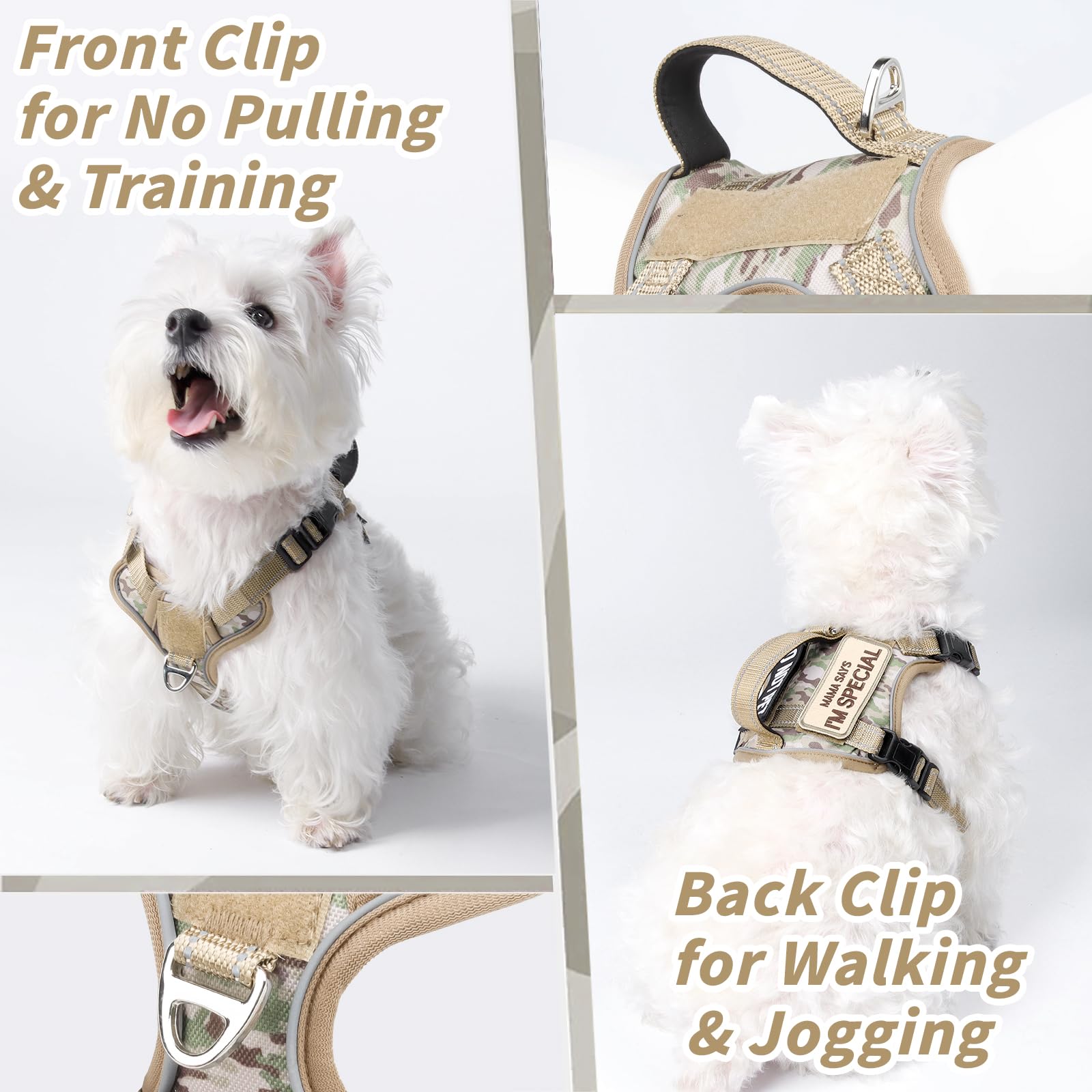 Tactical Dog Harness For Small Dog - Reflective Puppy Pet Vest No Pull Military Service Dog Vest With Vertical Handle Xs Dog Har
