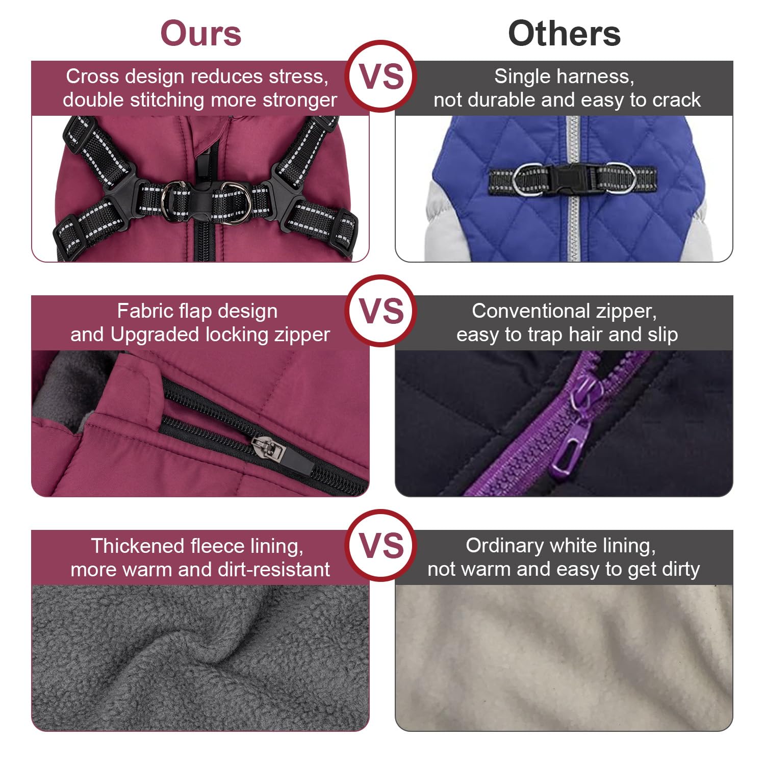 Aimydog Warm Dog Winter Coat, Fashion Sports Dog Cold Weather Jacket With Built-In Harness, Reflective & Adjustable Comfortable