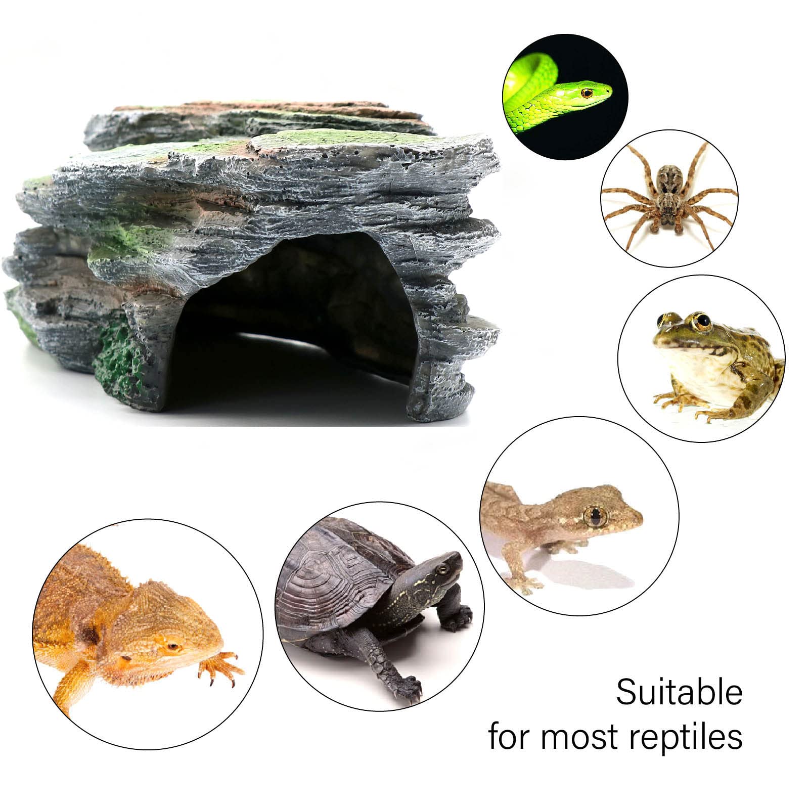 Reptile Resting Terrace Tortoise Climbing Platform Shale Scape Step Ledge, Reptile Cave Hideout Leopard Gecko Accessories Decora