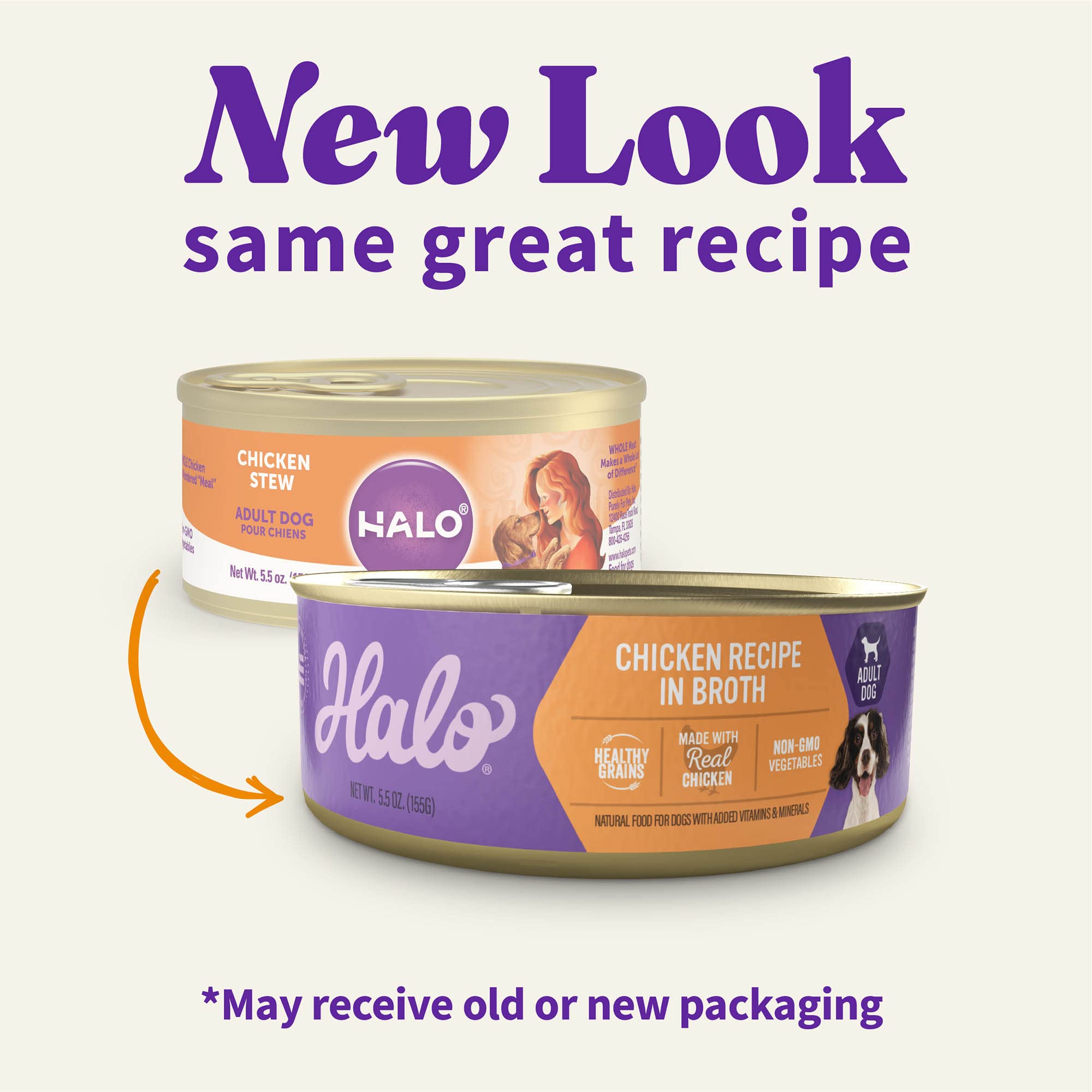Halo Wet Dog Food Whole Chicken Stew Recipe, Healthy Grains Real Meat Canned Dog Food, Meal or Topper, 5.5 Oz Can (Pack of 12)