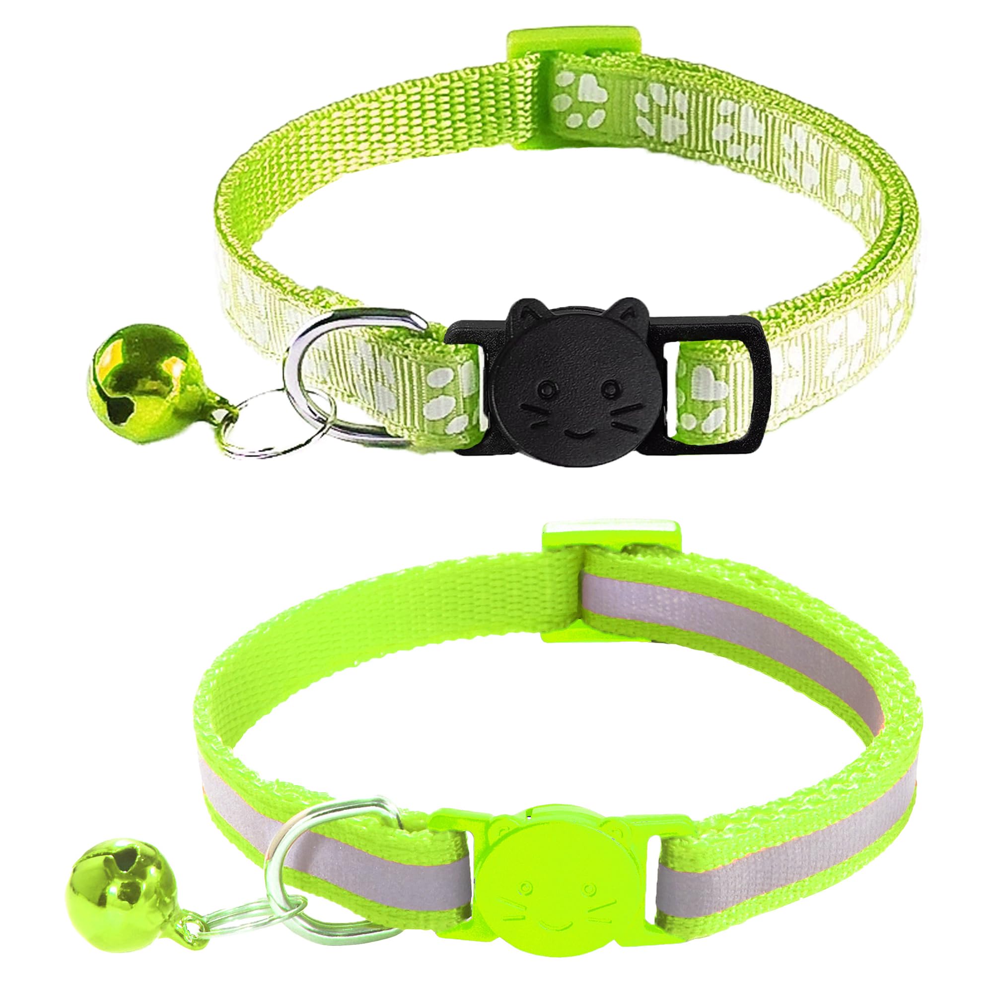 zulinlong 2 Pack Cat Collars - Reflective, Breakaway Design with Bells, Adjustable from 7.5 to 12.5 Inches, Ideal Kitten Collar 