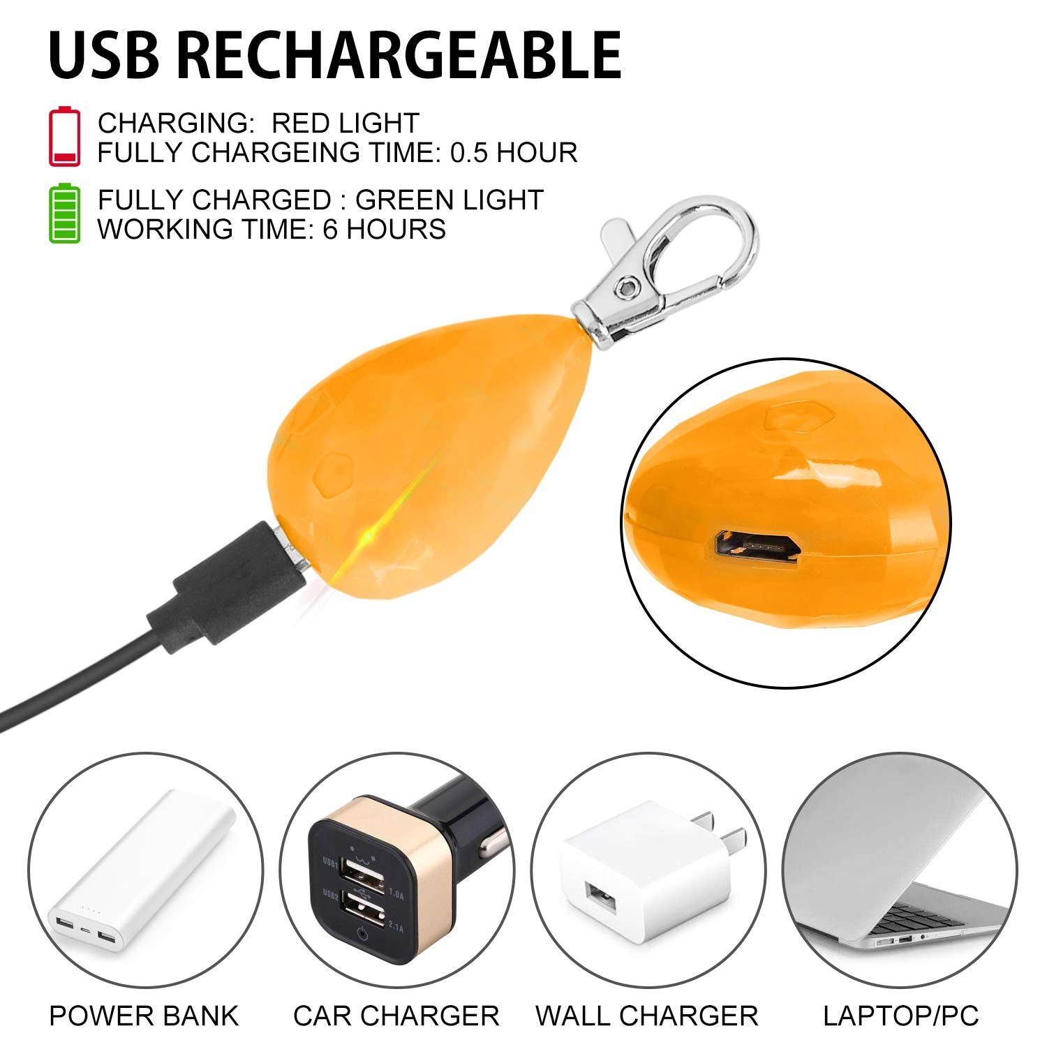 Novkin 2-Pack Rechargeable Dog Light, Dog Collar Light,Waterproof,3 Modes LED Dog Safety Lights,Multiple Color Options,Clip On C