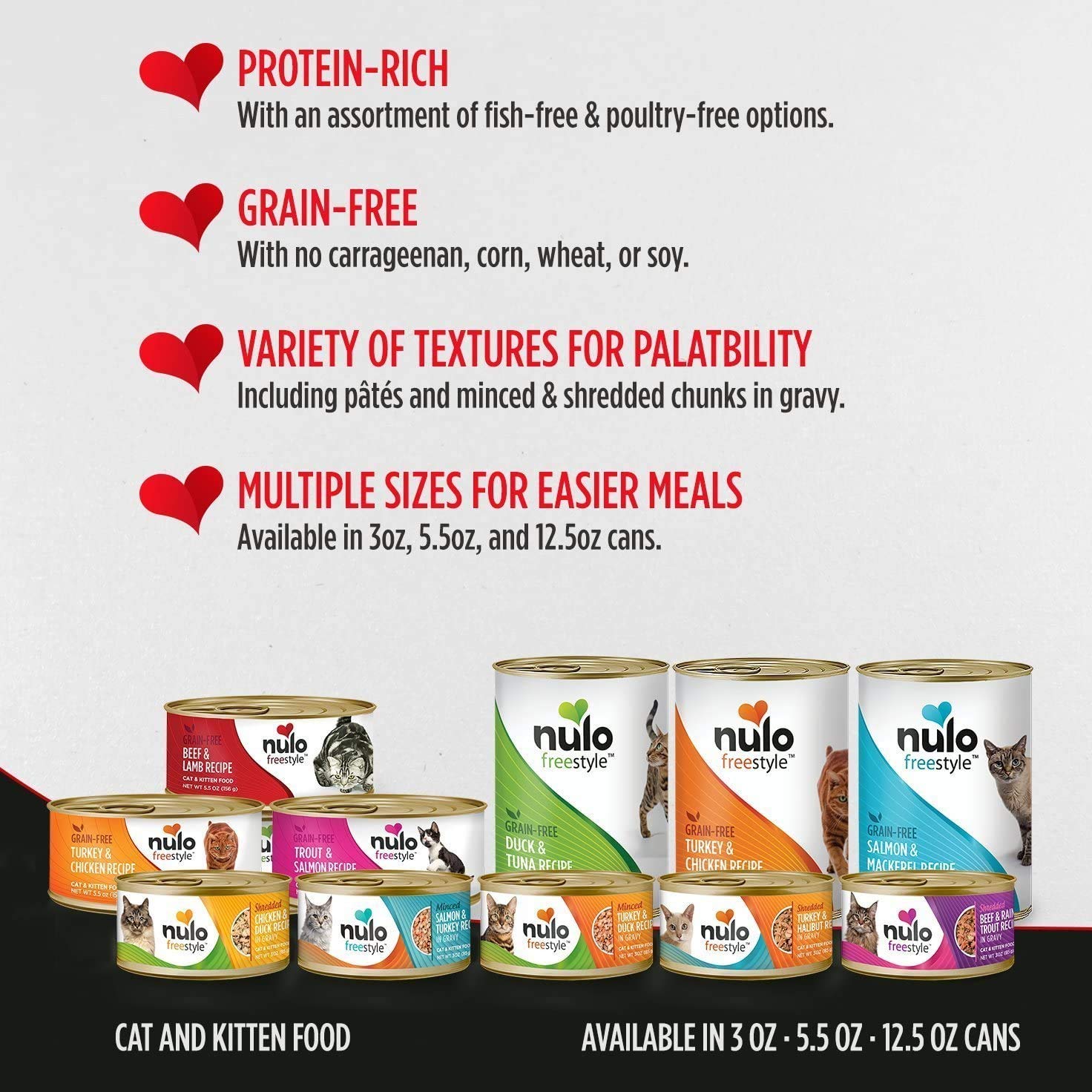 Nulo Freestyle Cat and Kitten Minced Wet Canned Food, Premium All Natural Grain-Free Shredded Wet Cat Food, Protein-Rich with Om