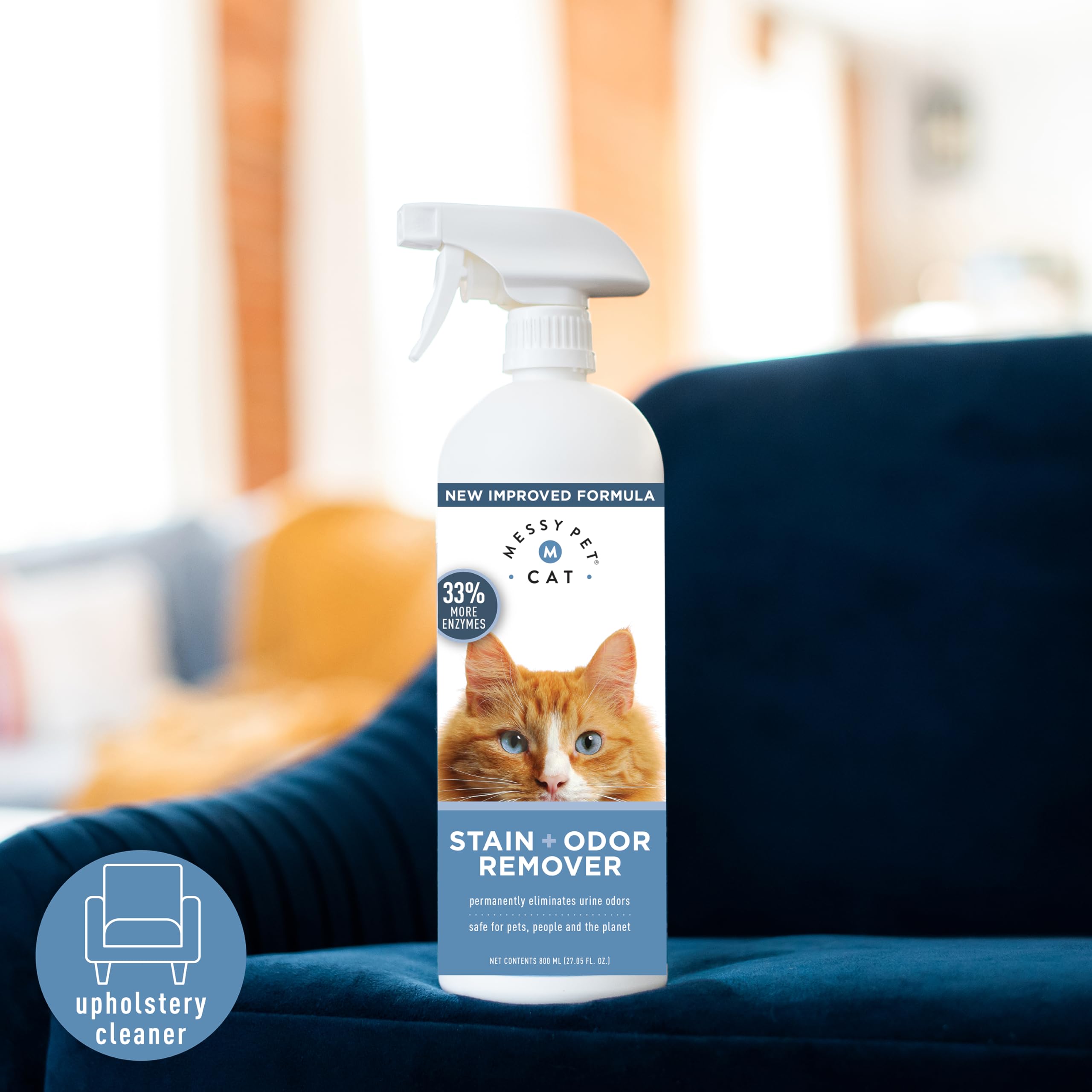 Messy Pet Cat Stain And Odor Remover Spray Bottle 27.05 Fl Oz