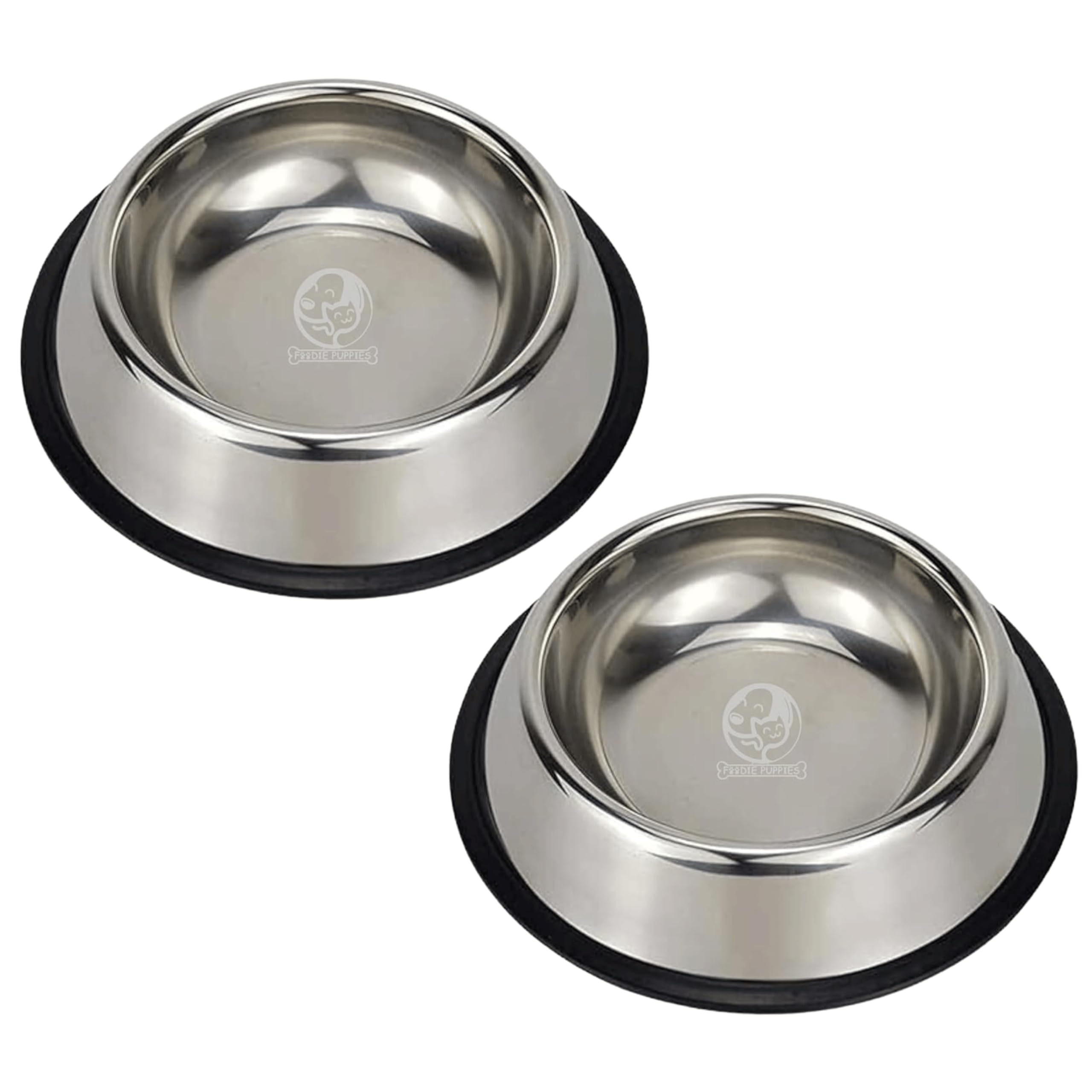 Foodie Puppies Stainless Steel Bowl For Puppies, Kittens, Rabbits, And More  700Ml, Medium (Pack Of 2) I NonSkid Rubber Bottom