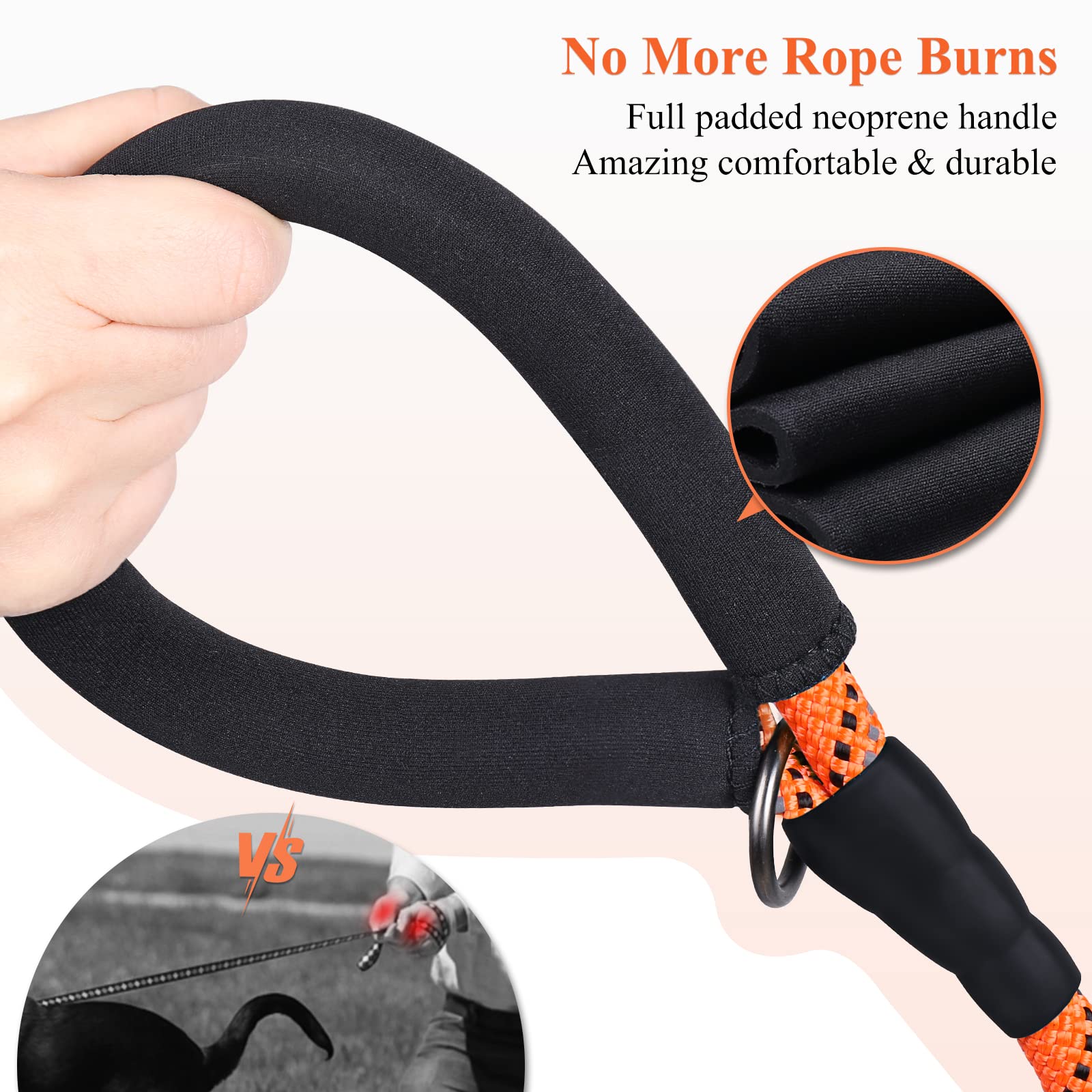 Vivaglory Short Rope Dog Leash Durable Highly Reflective Threads Training Walking Dog Traffic Leashes For Medium & Large Dogs, 2