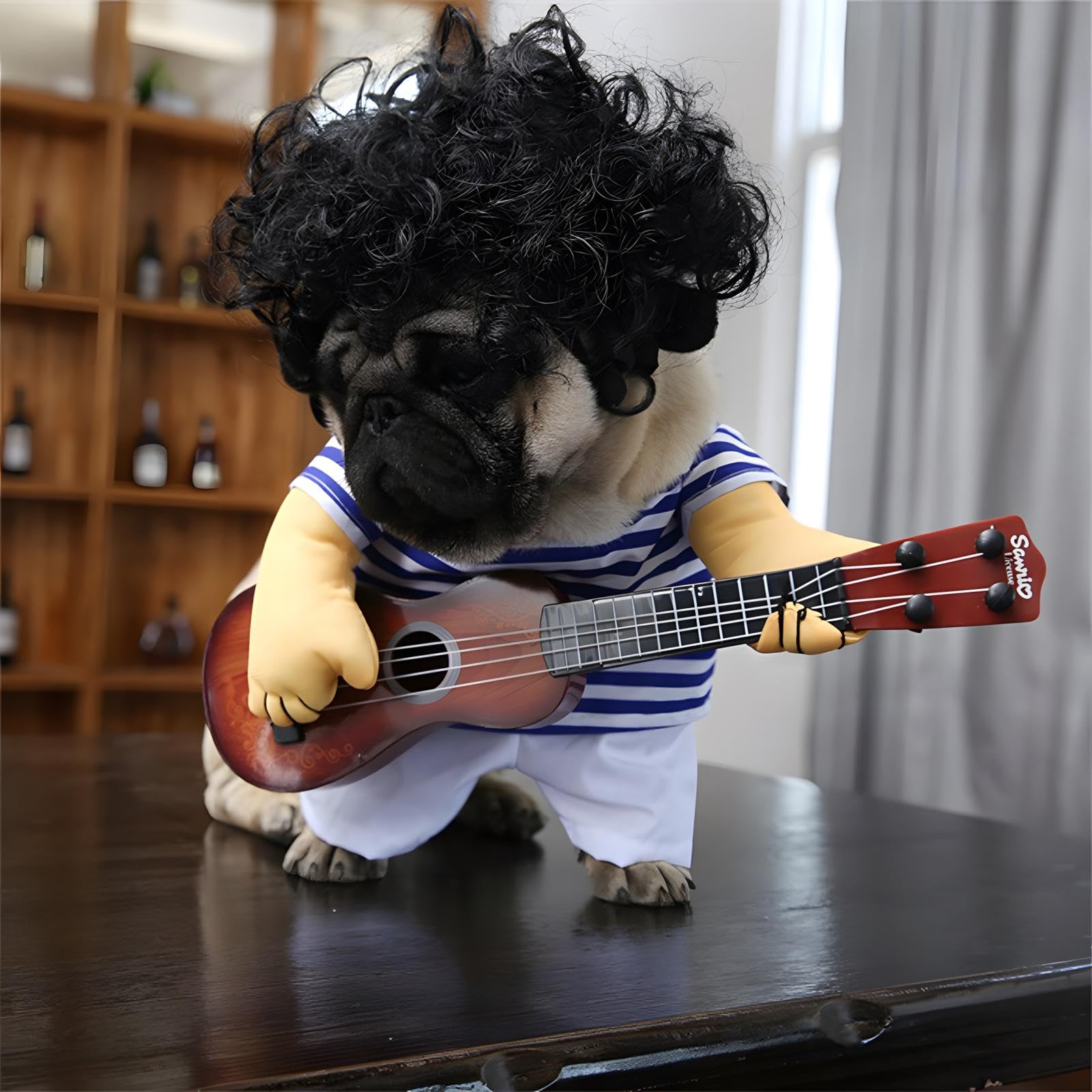 NACOCO Pet Guitar Costume for Dogs & Cats, Medium, Navy Blue, Cotton, Model GUITARCOSTUME-M, Halloween & Christmas Outfit