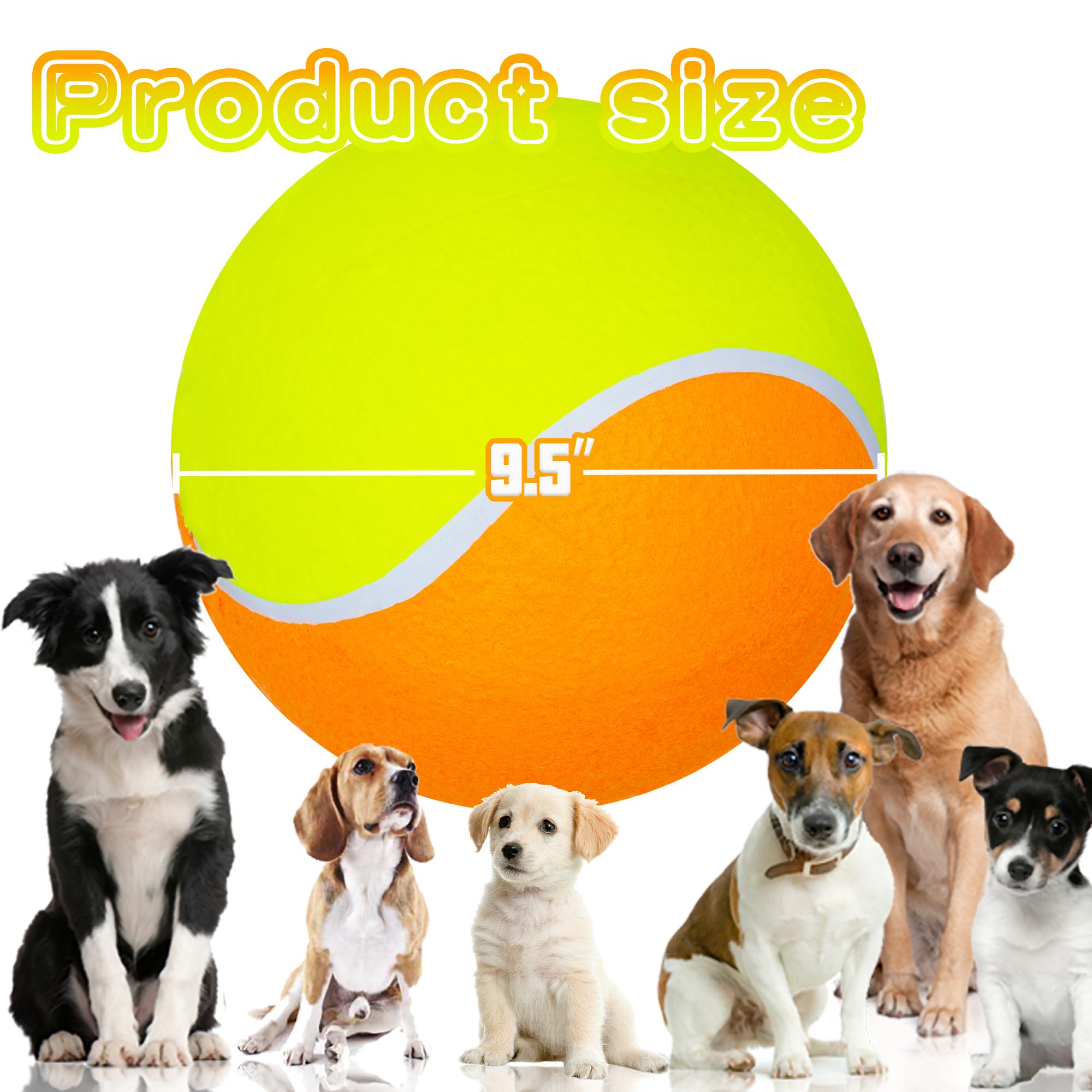 Banfeng Giant Dog Tennis Ball Big Pet Toys Outdoor Sports Ball With Inflating Needles For Small Medium Large Dog (Yellow+Orange,