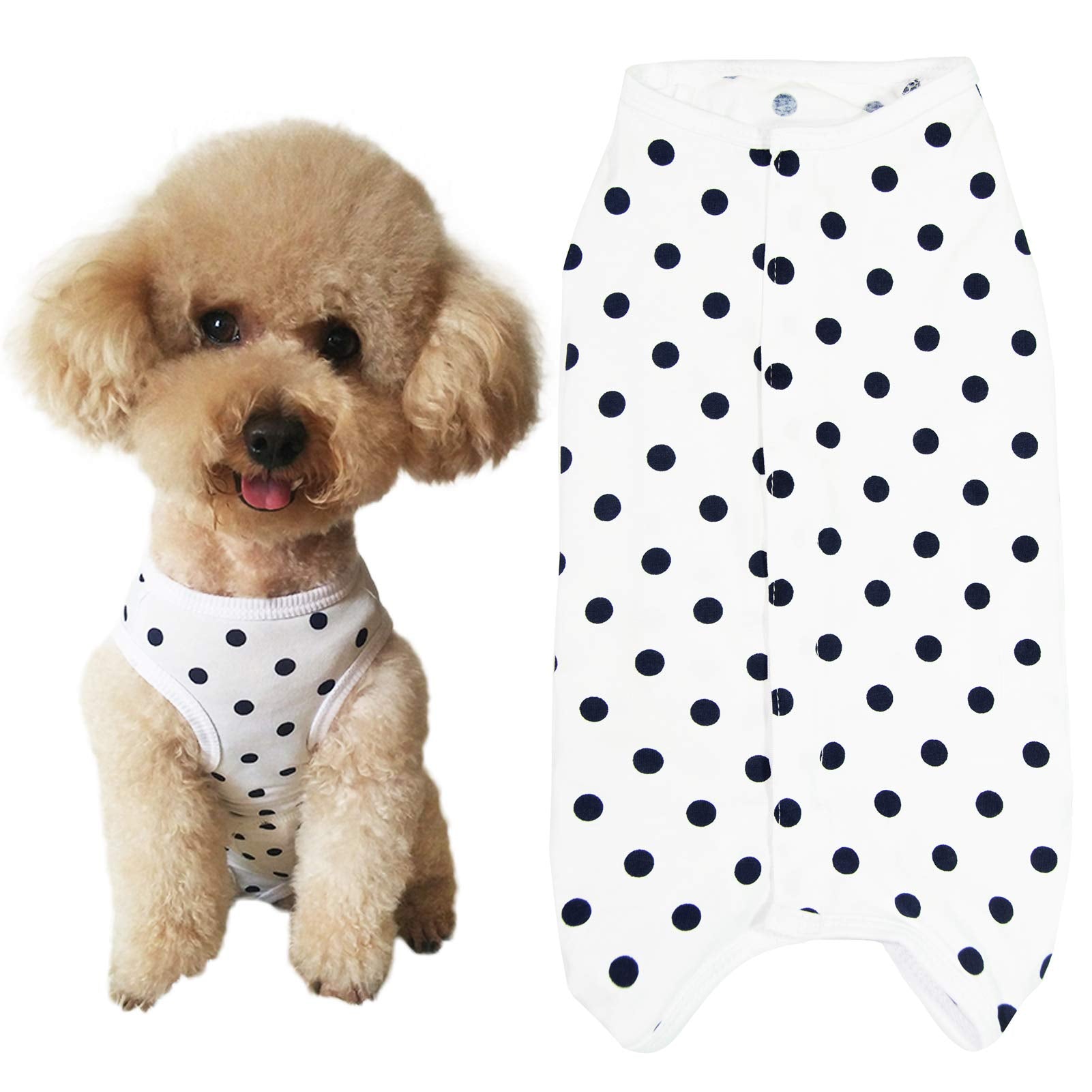 Dog’S Recovery Suit Post Surgery Shirt For Puppy, Wound Protective Clothes For Little Animals(White Spot-Xxs)
