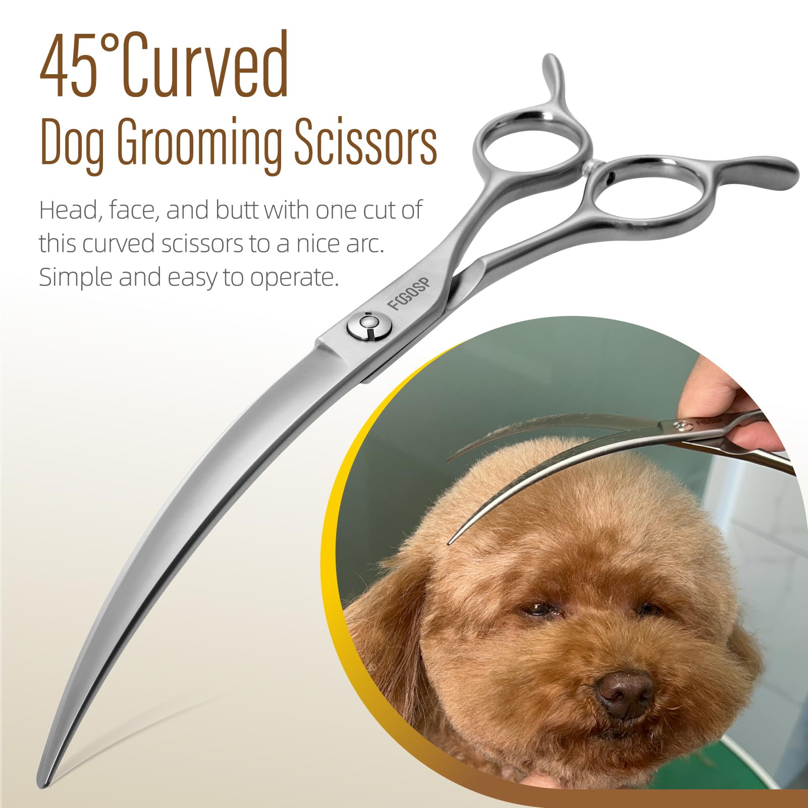 Fogosp 45Curved Dog Grooming Scissors Curved Thinning Shears 2Pcs Combo(Turquoise)