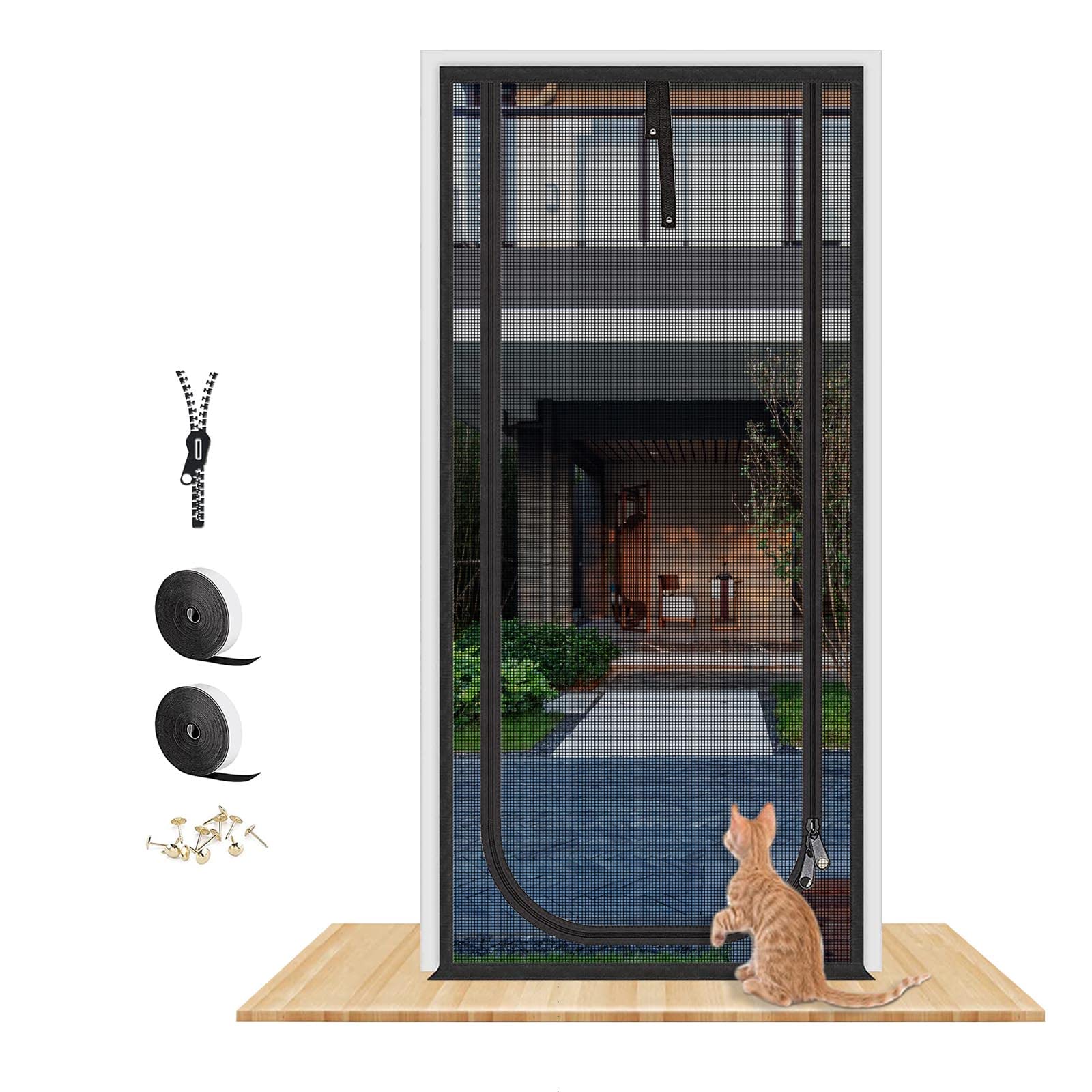 QWR Reinforced Cat Screen Door,Fits Door Size 32x 80,Thickened Cat Resistant Mesh Screen Door for Living Room,Kitchen,Bedroo