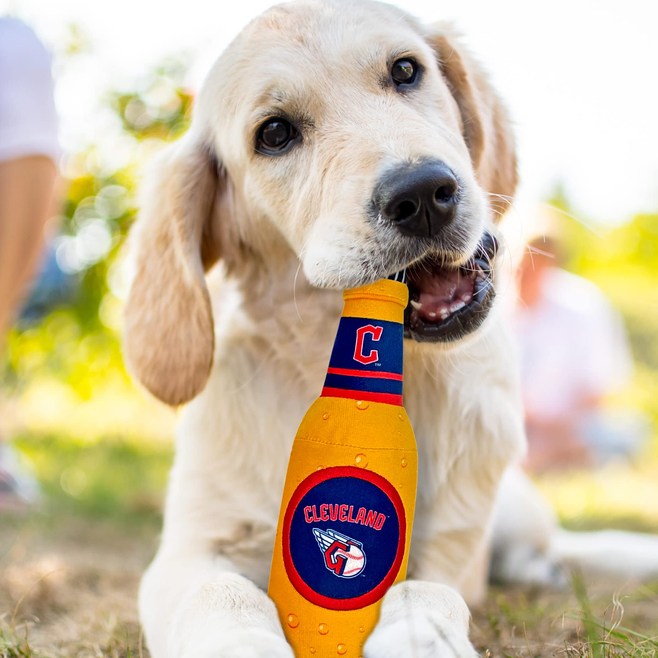 Pets First Mlb Cleveland Guardians Stadium Beer Bottle Plush Dog Toy-Cutest Plush Toy For Dogs & Cats With Inner Squeaker & Prem