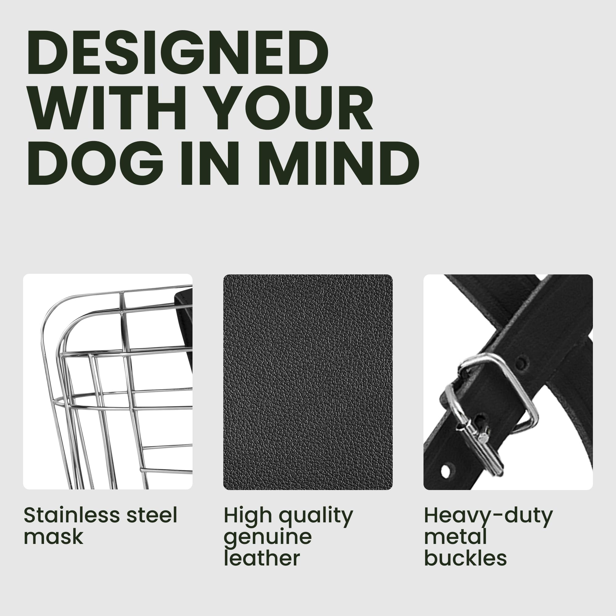 Bronzedog Dog Muzzle Adjustable Durable Metal Wire Basket For Large And Extra Large Dogs With Leather Straps Breathable, Drinkable, Training, Prevents Biting (Stainless Steel, Great Dane)