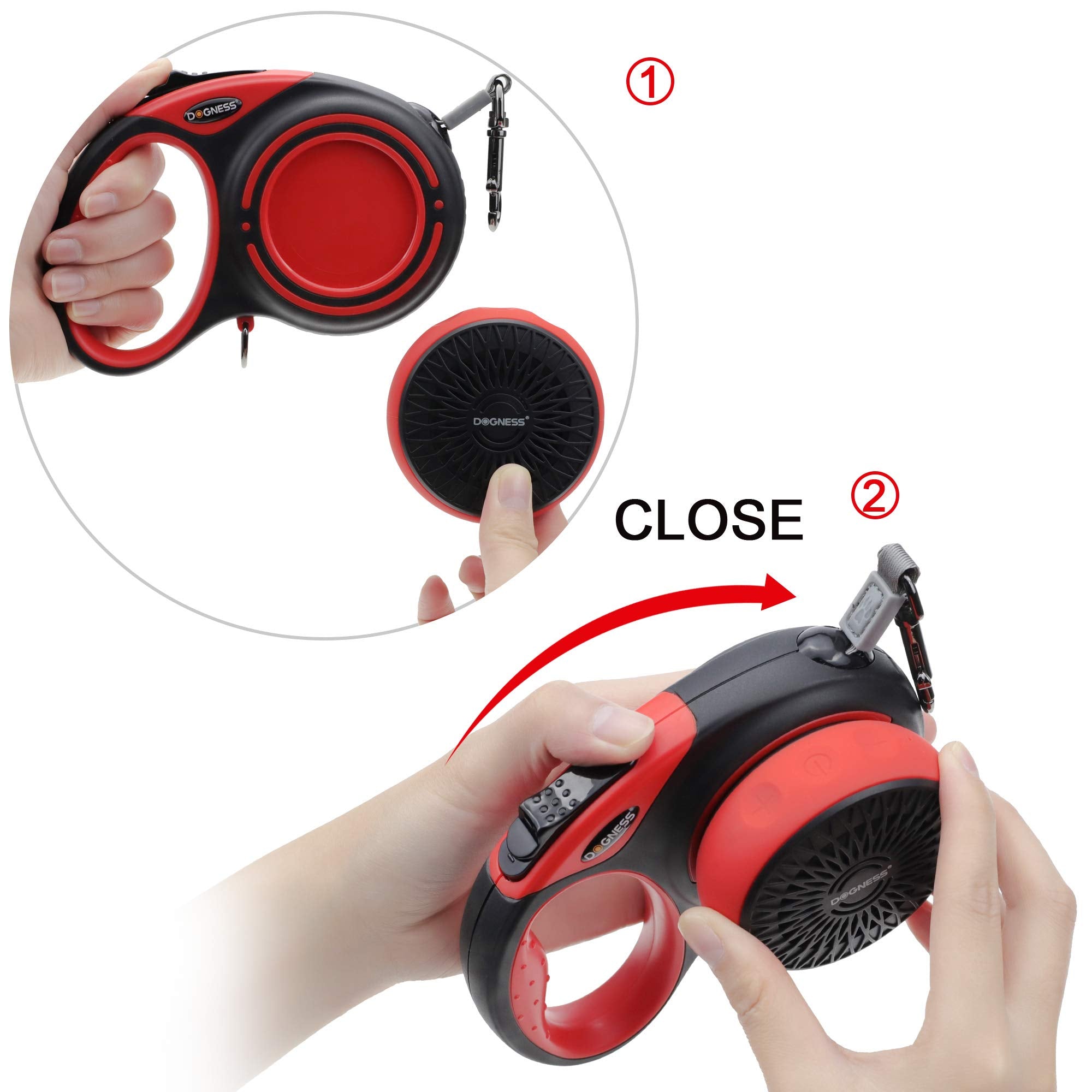 Dogness Smart Retractable Red Leash Boxed Set, 19' L
