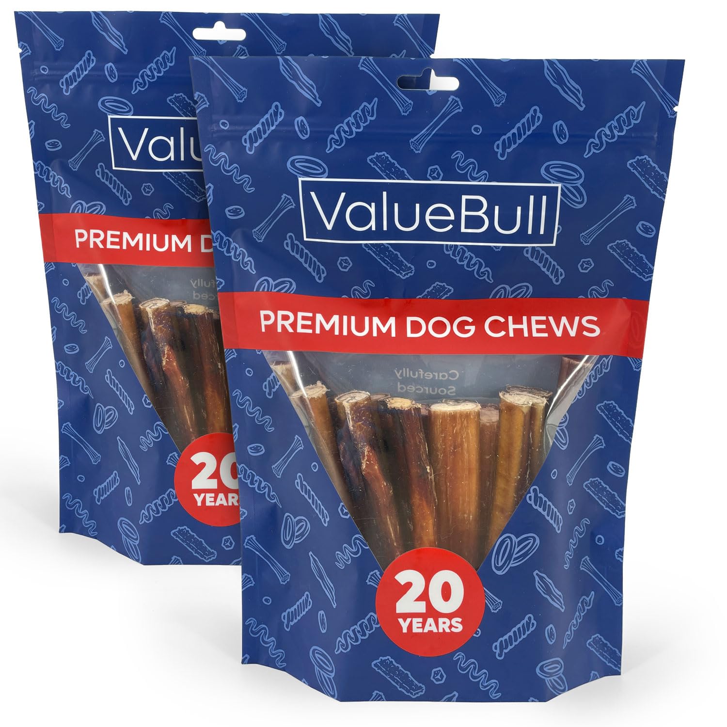 ValueBull Bully Sticks for Dogs, Jumbo 6 Inch, 50 Count - All Natural Dog Treats, 100% Beef Pizzles, Single Ingredient