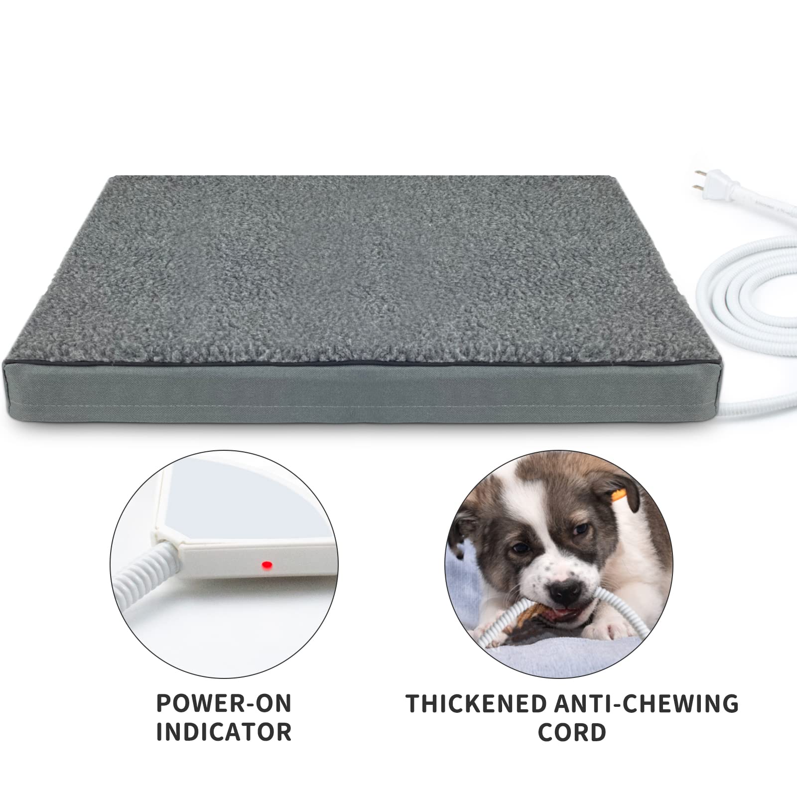 Aupetek Heated Pet Beds For Indoor/Outdoor Cat & Dog Orthopedic Foam Warming Cat Beds Auto Temperature Control, Washable Cover W