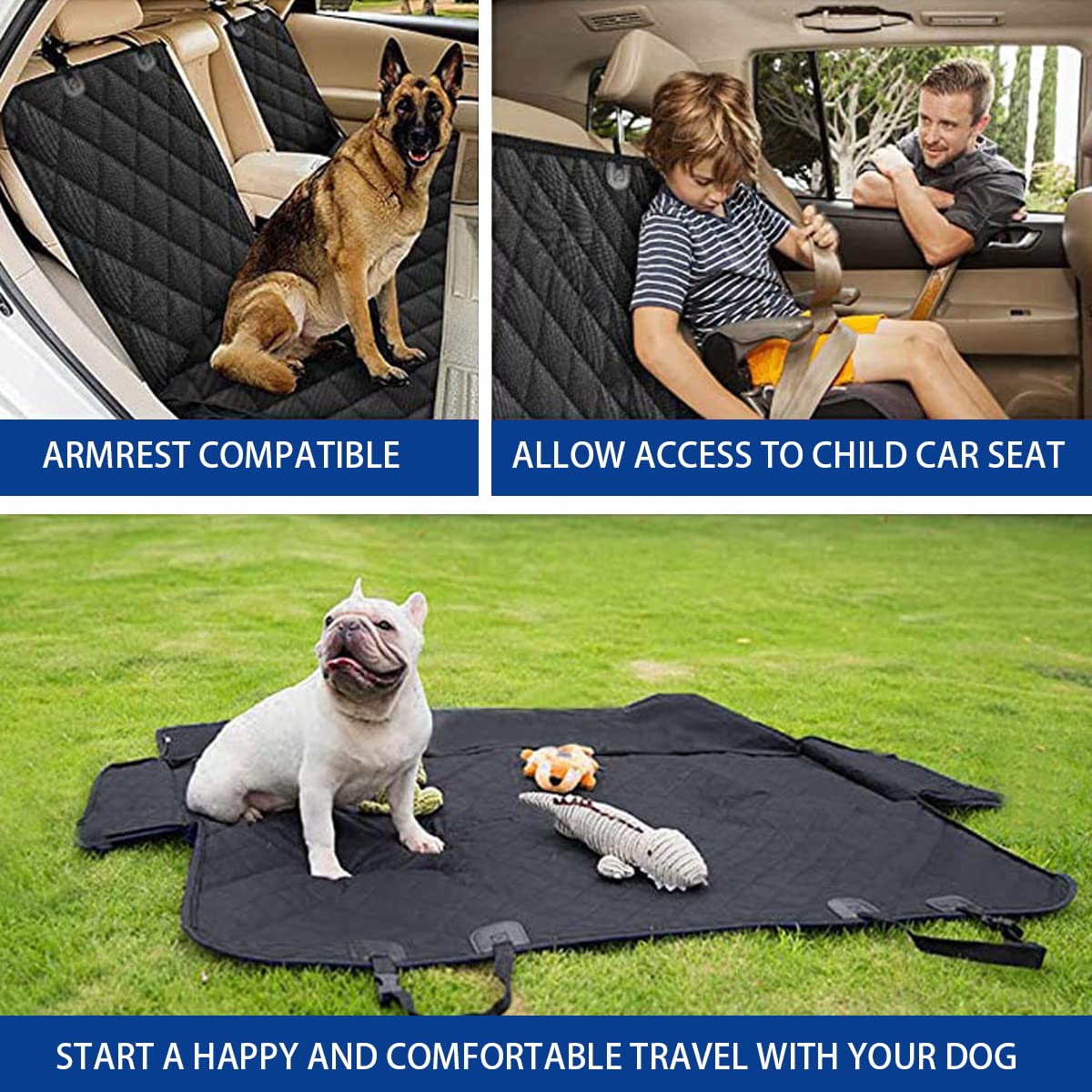 Besulen Dog Car Seat Cover For Back Seat, Waterproof Dog Bench Seat Pad Compatible For Armrest & Seat Belt, Universal Nonslip Du