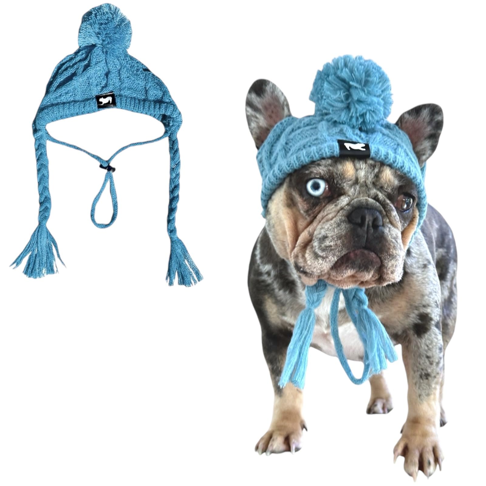 Classic Knit Hat For Dogs - With Ear Holes & Adjustable Chin Strap - Beanie For French Bulldog - Soft Fabric, Stylish Accessorie